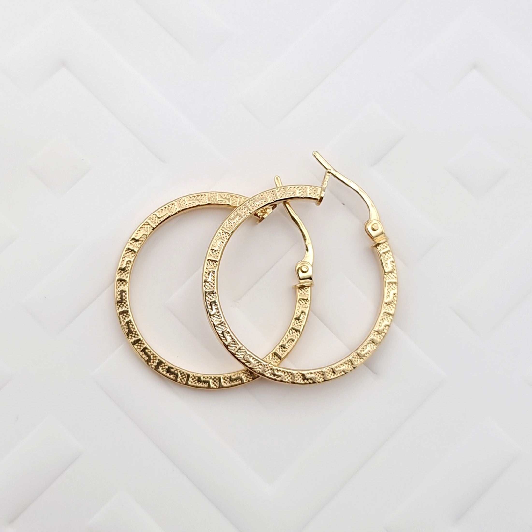 18K Pure Gold Round Hoop Earring Set