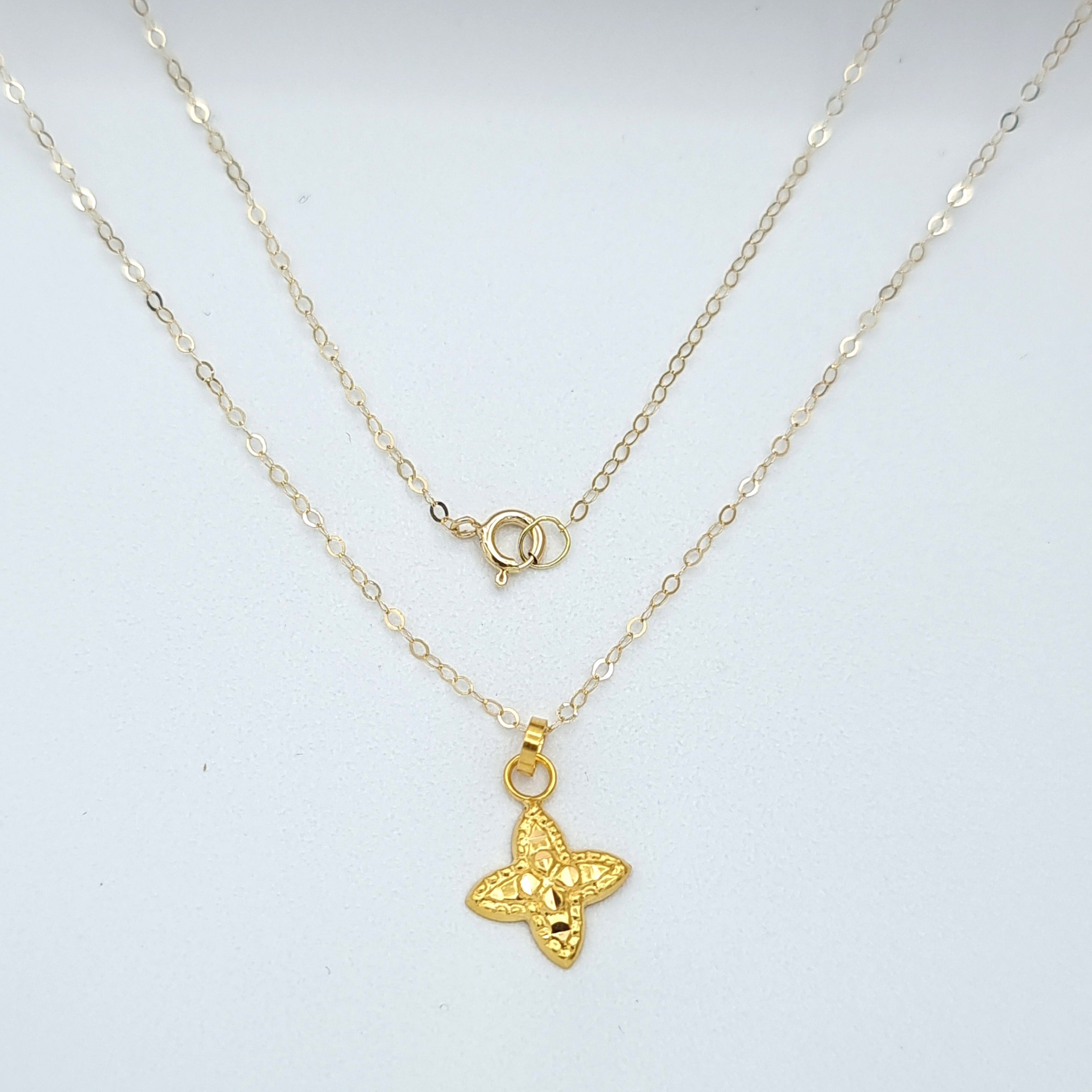 18K Pure Gold Fine Star Necklace