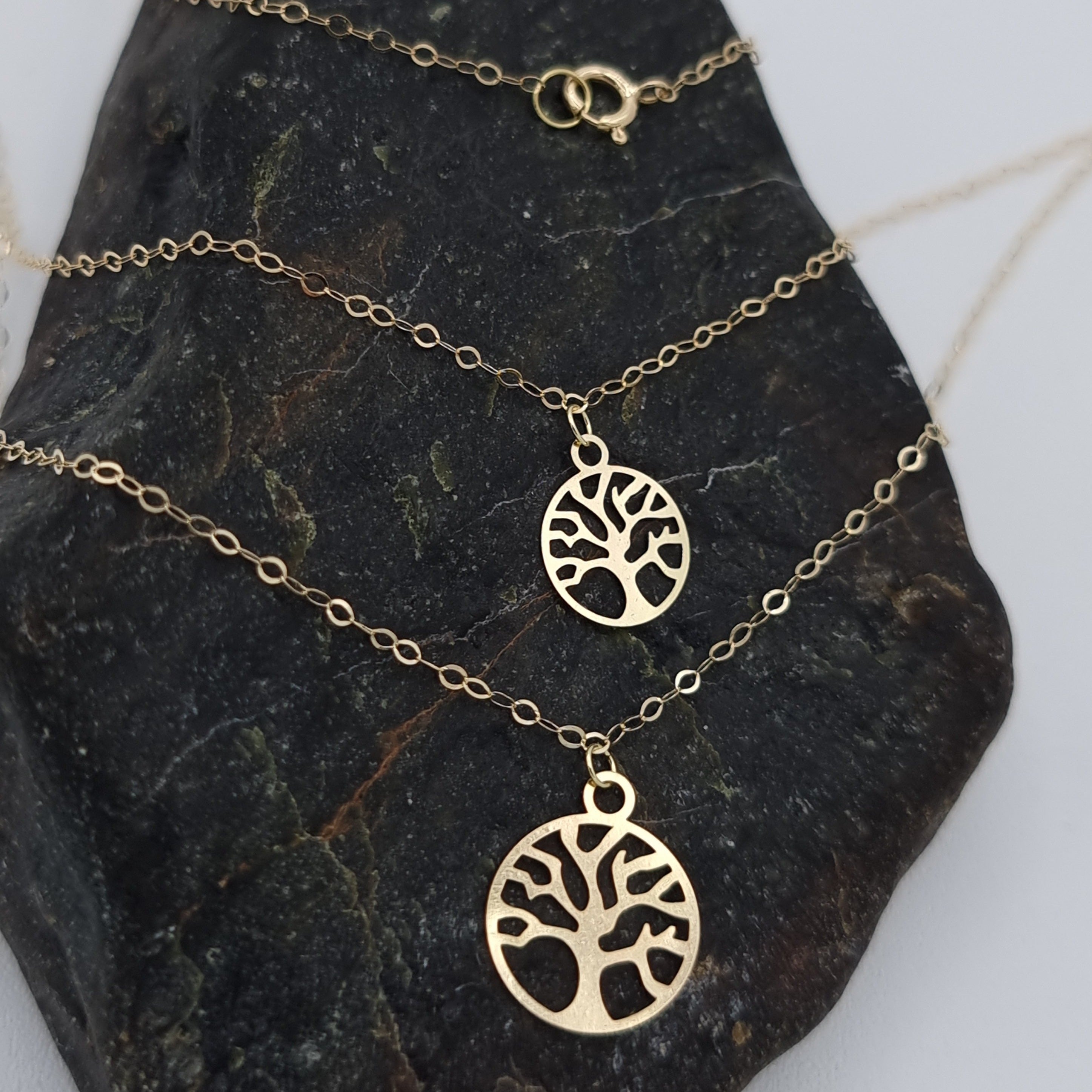 18K Pure Gold 2 Layer Tree Necklace