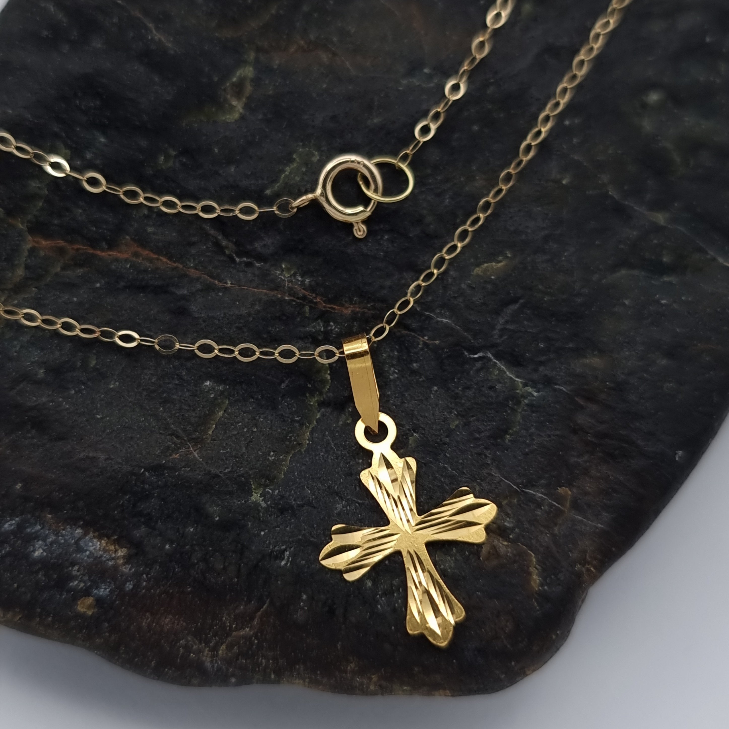 18K Pure Gold Cross Necklace