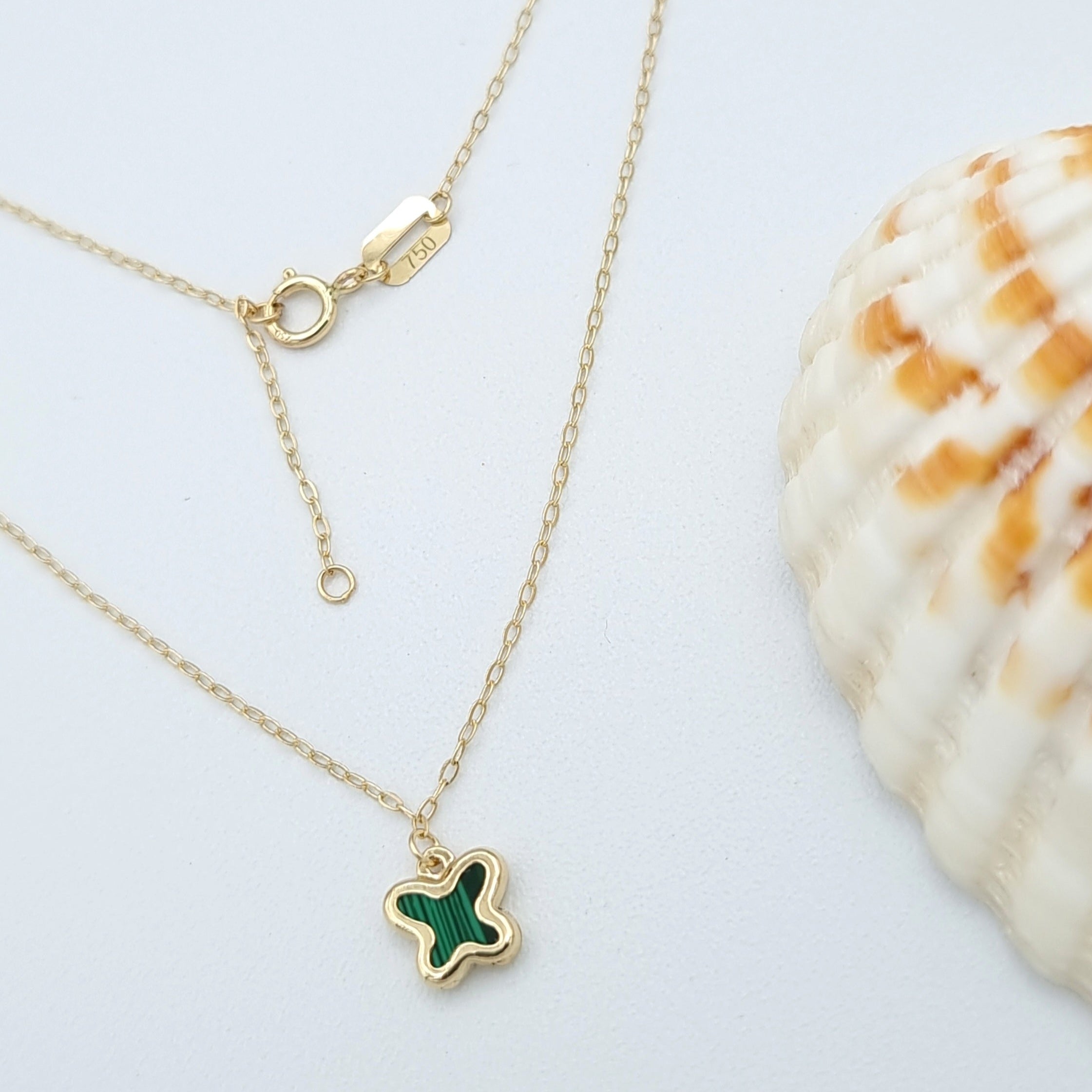 18K Pure Gold Green Butterfly Necklace