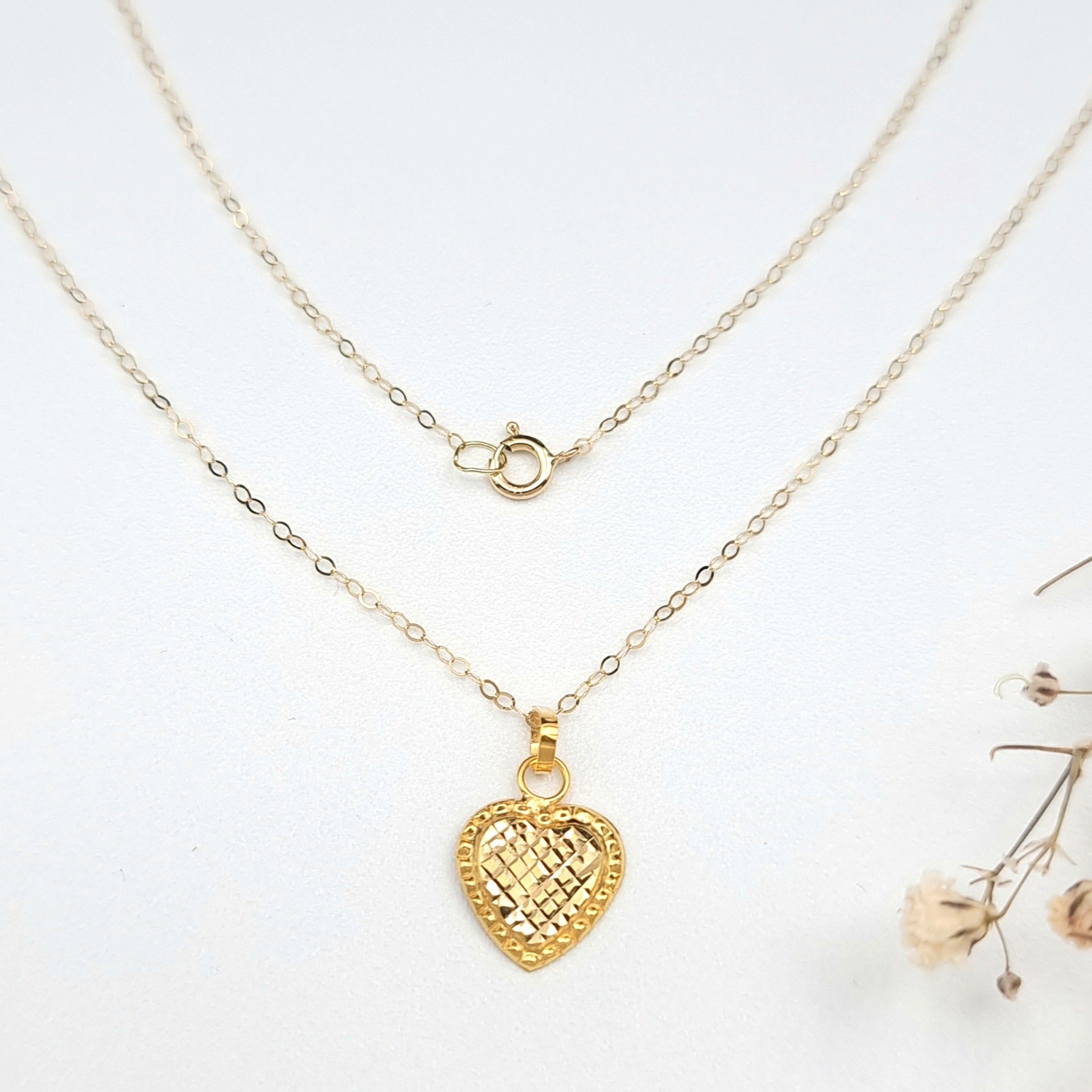 18K Pure Gold Fine Heart Necklace