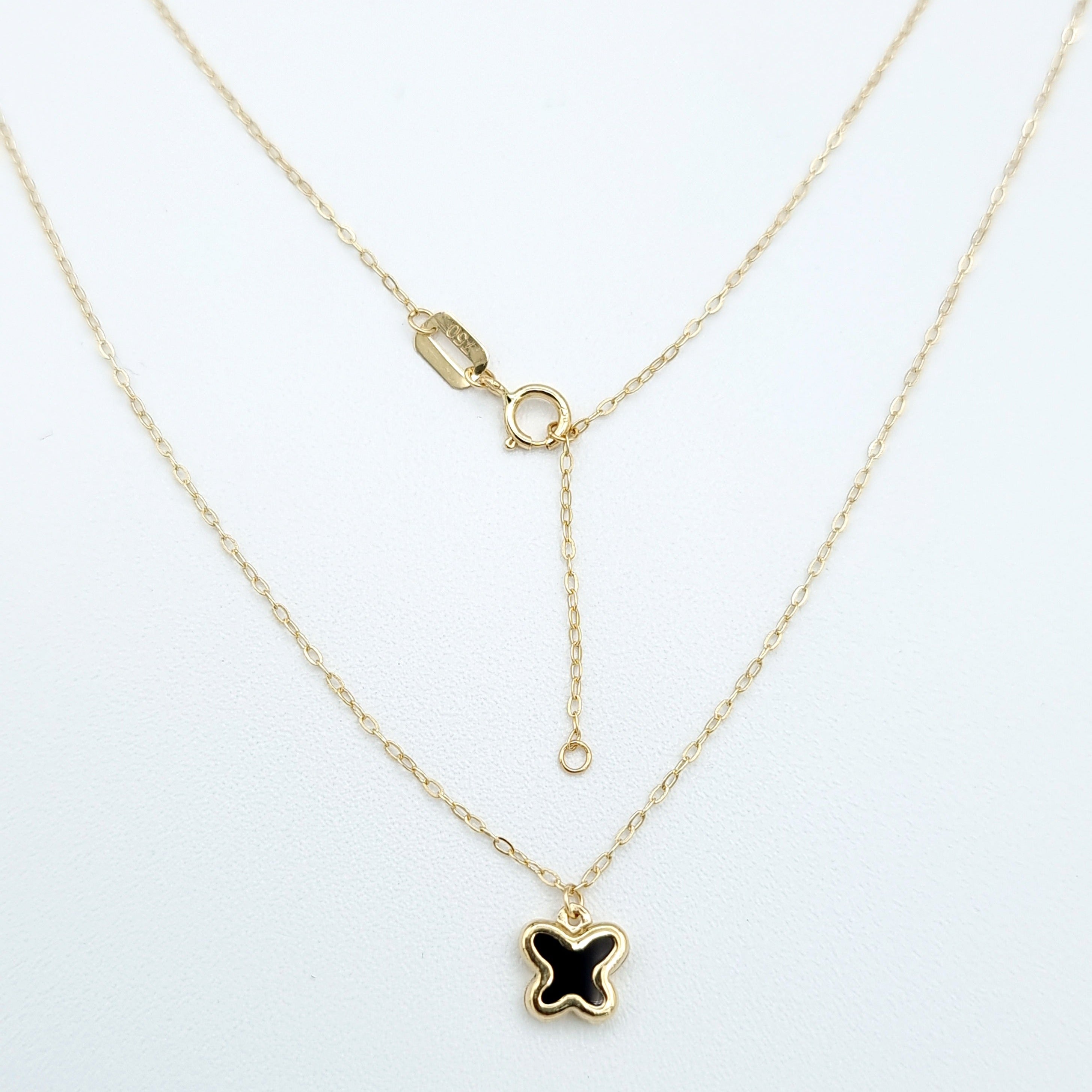 18K Pure Gold Black Butterfly Necklace