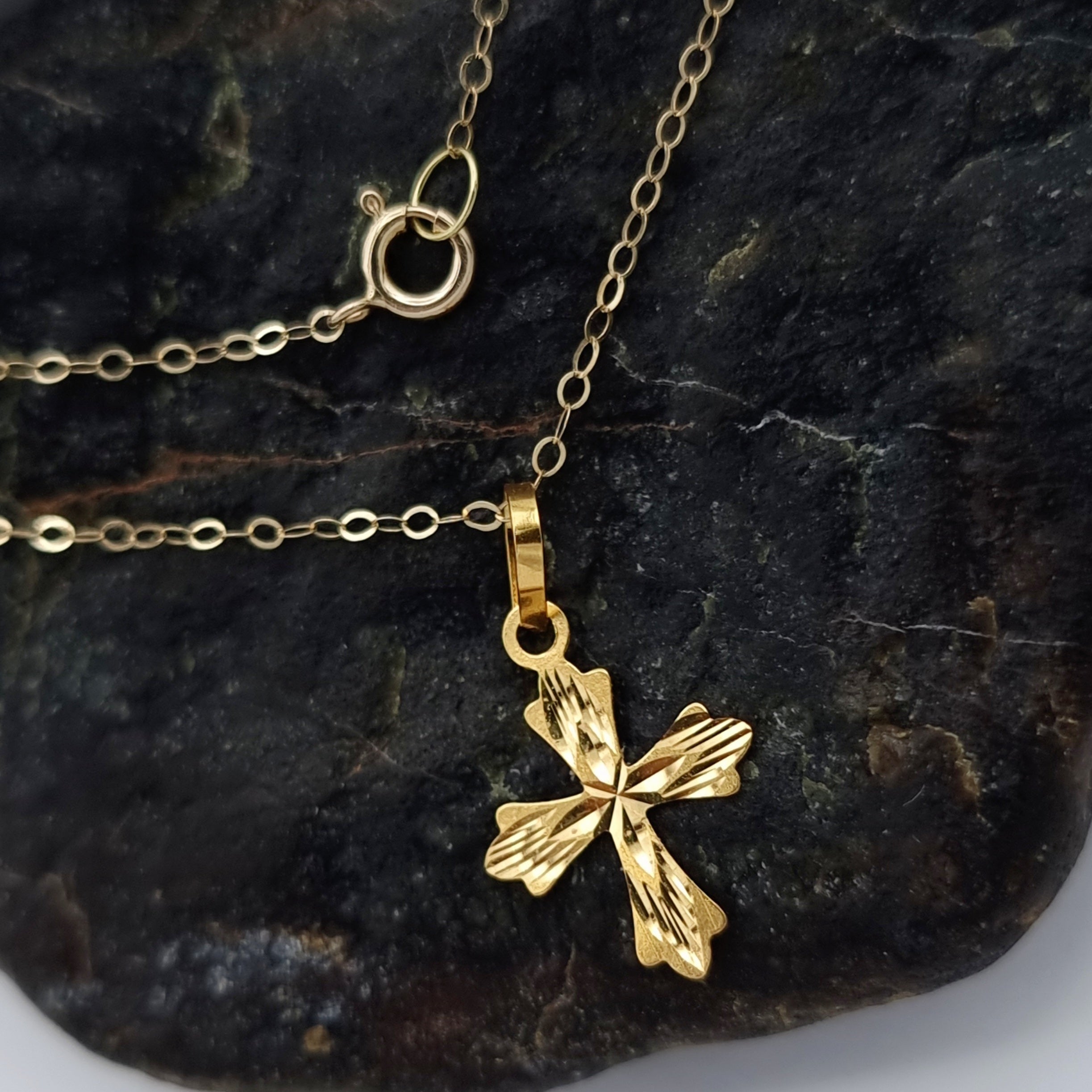 18K Pure Gold Cross Necklace