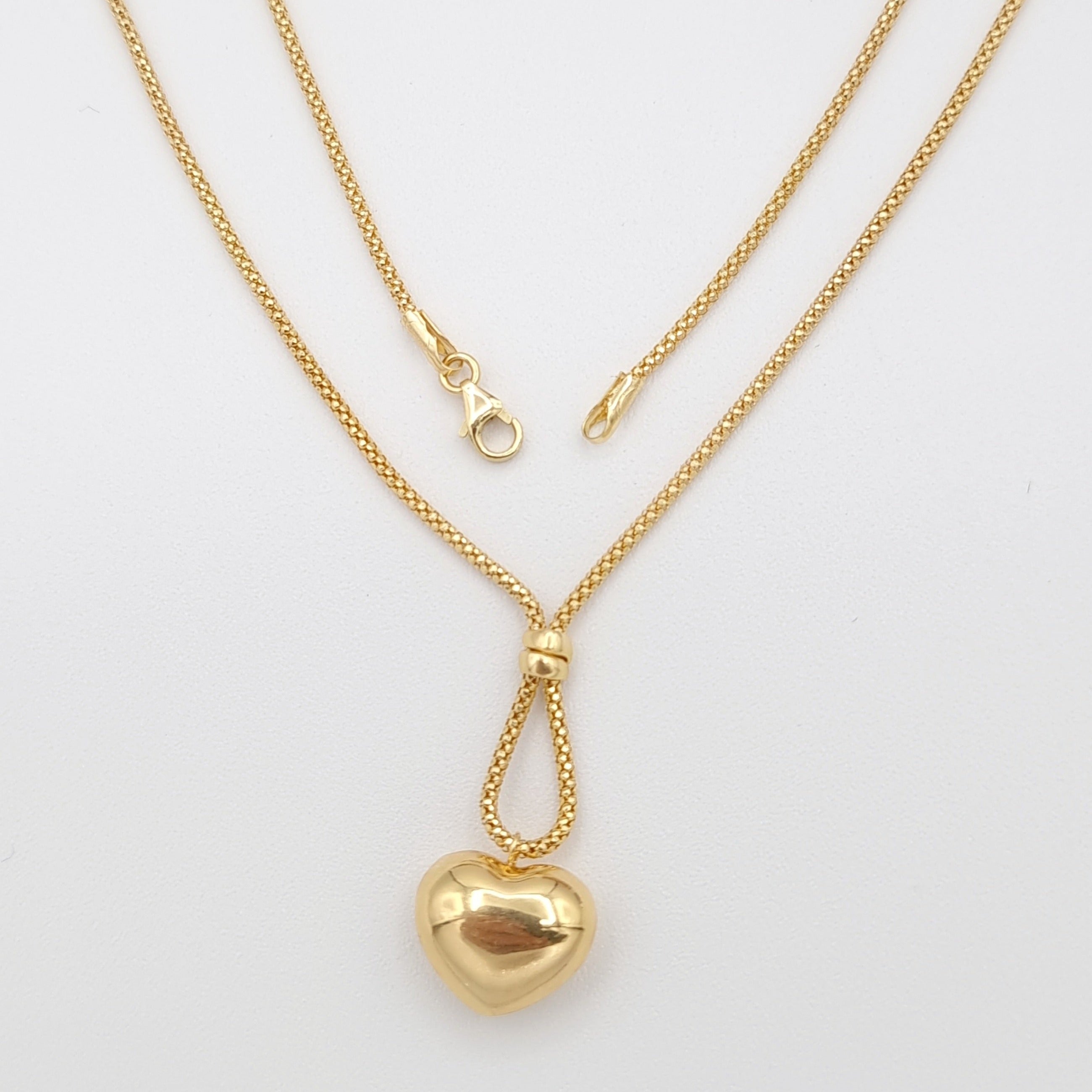 18K Pure Gold Heart Seed Necklace