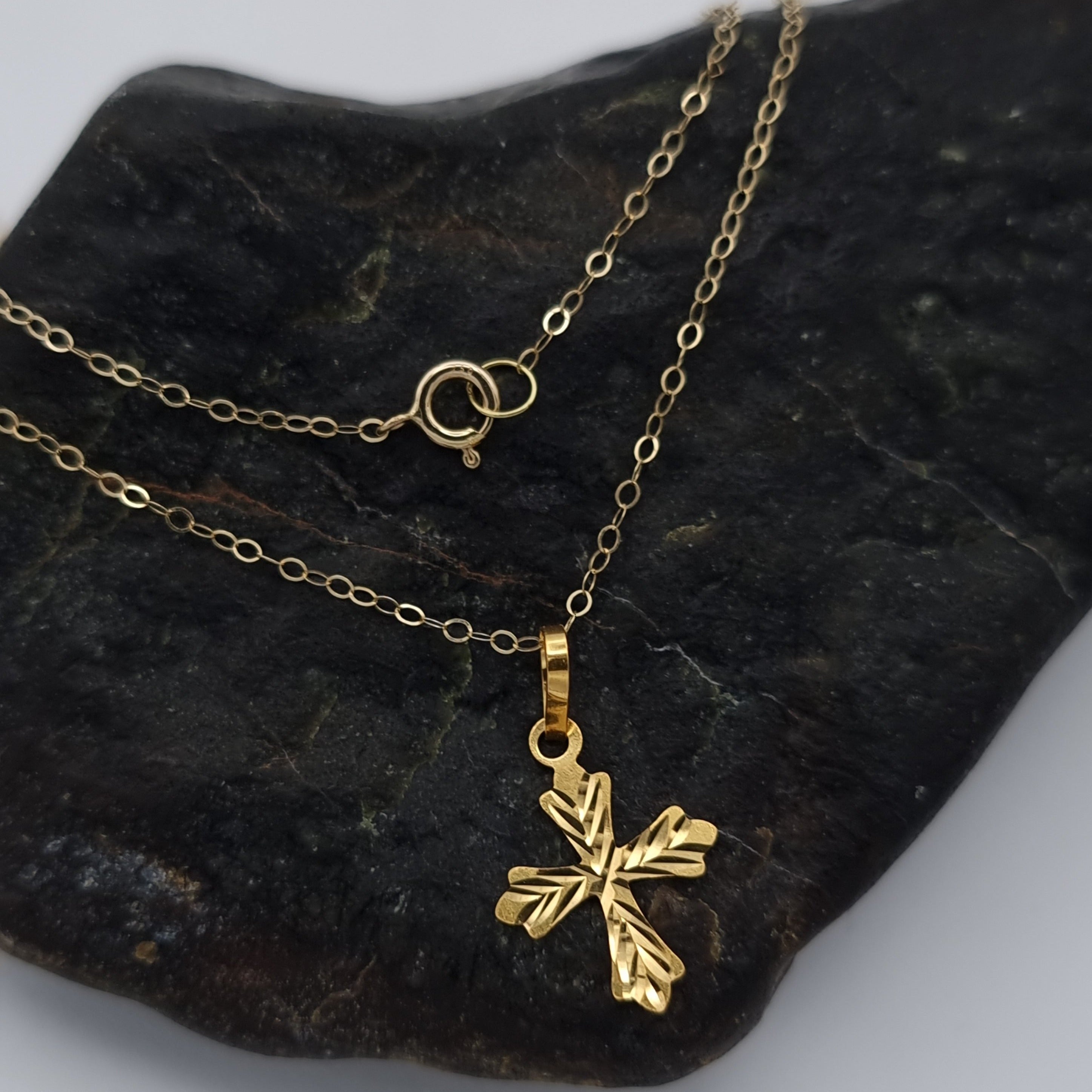 18K Pure Gold Cross Necklace