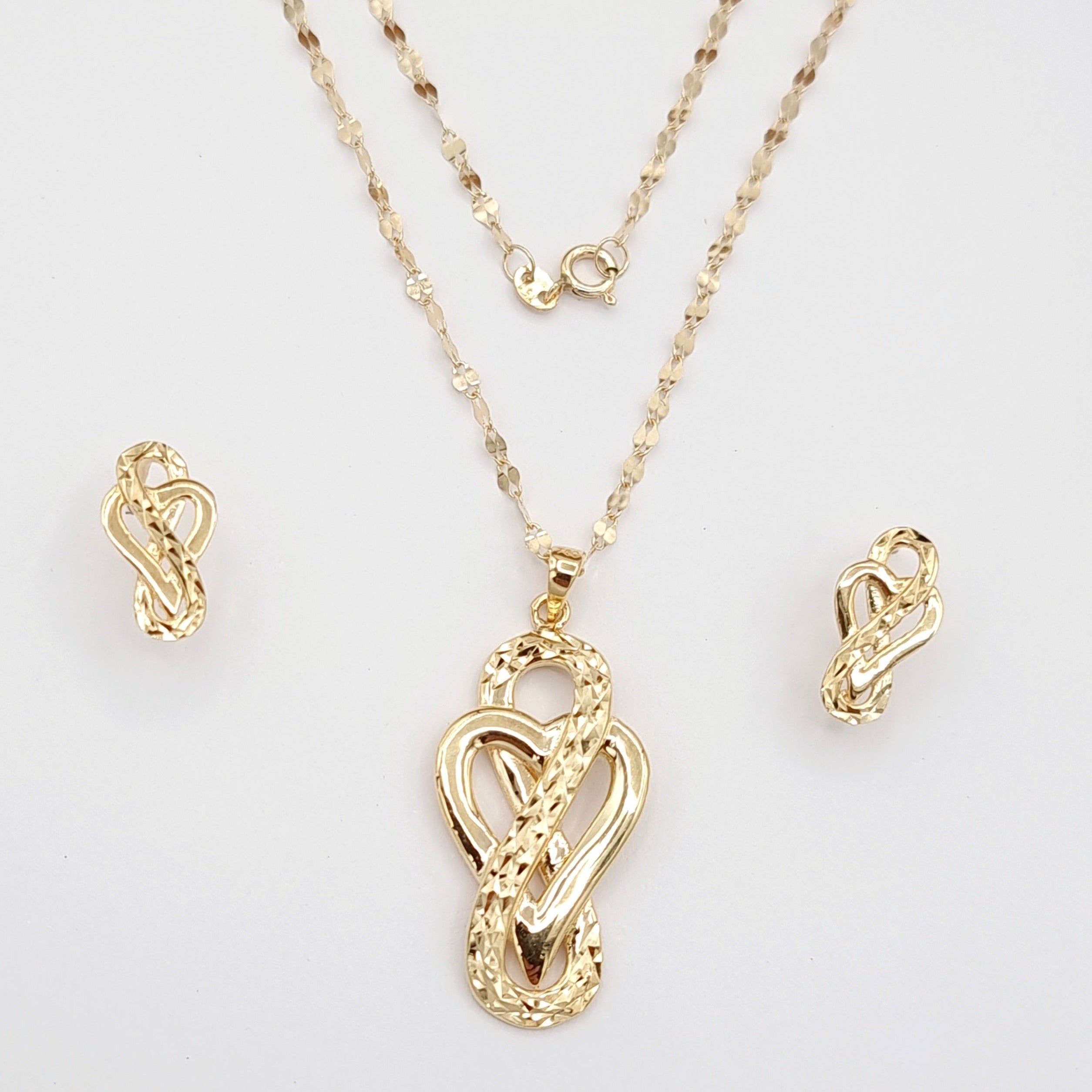 18K Pure Gold Infinity Heart Jewelry Set