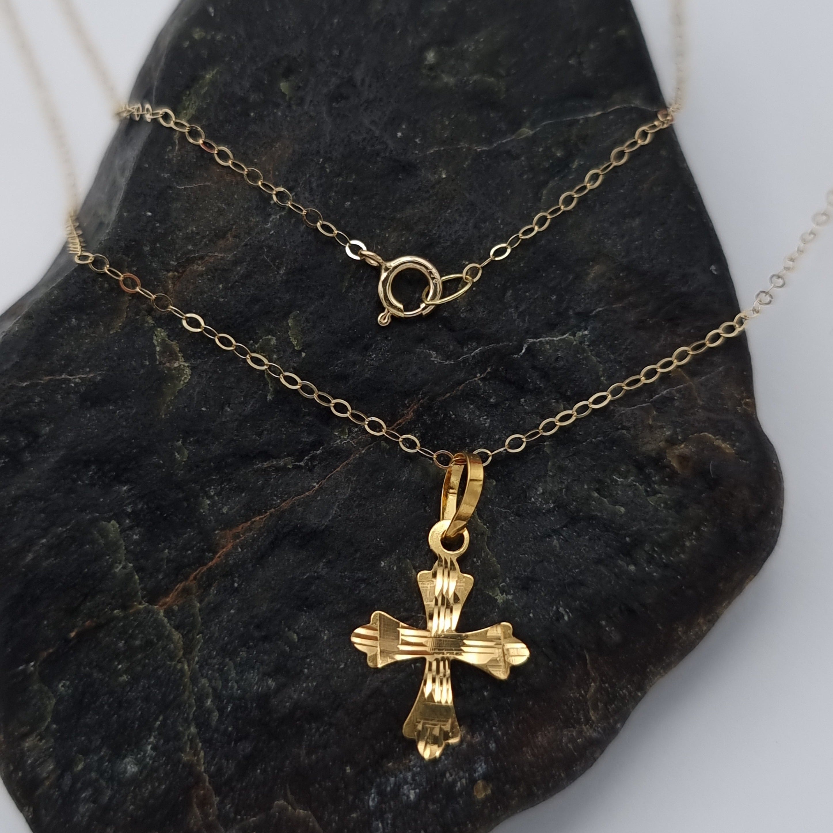 18K Pure Gold Cross Necklace