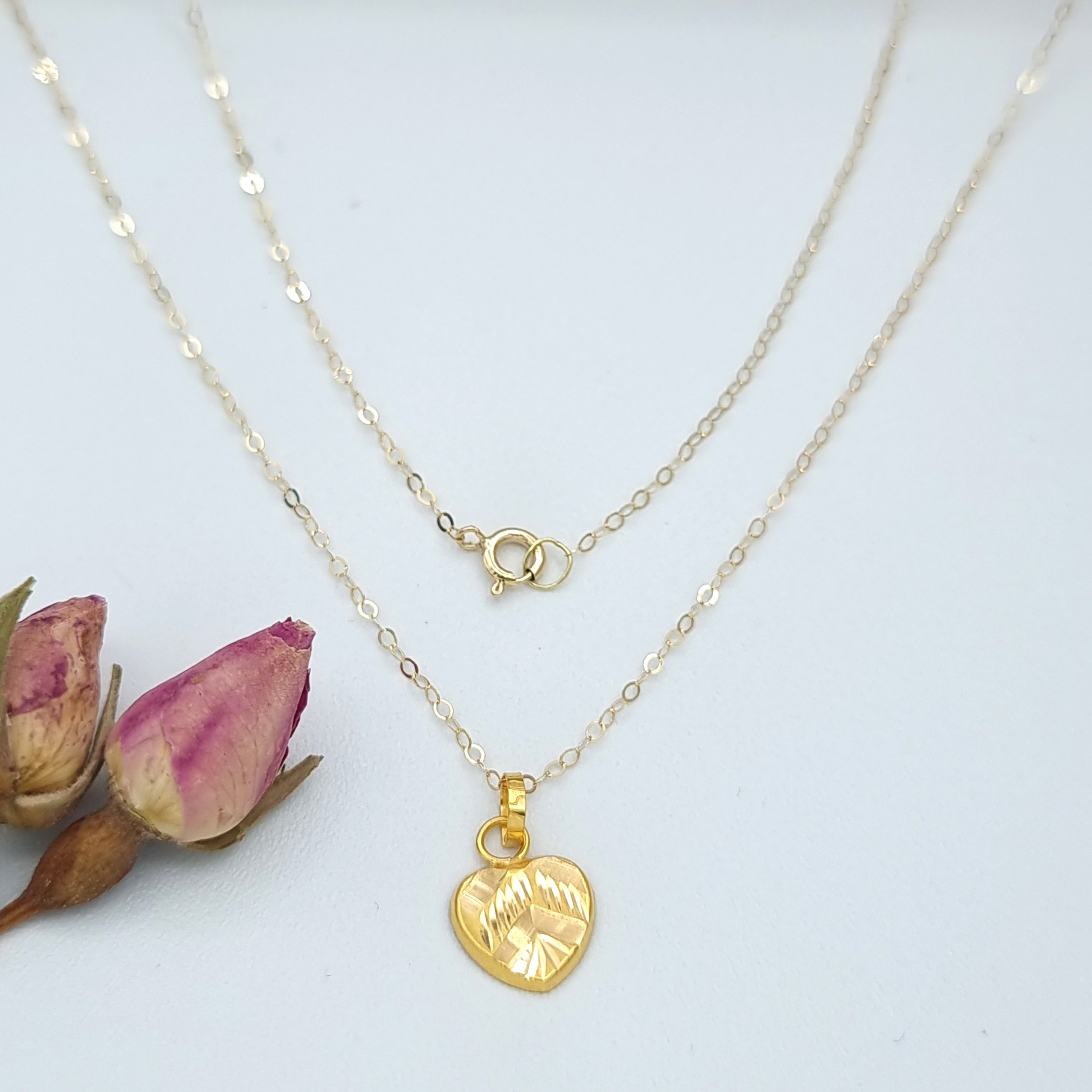 18K Pure Gold Fine Heart Necklace