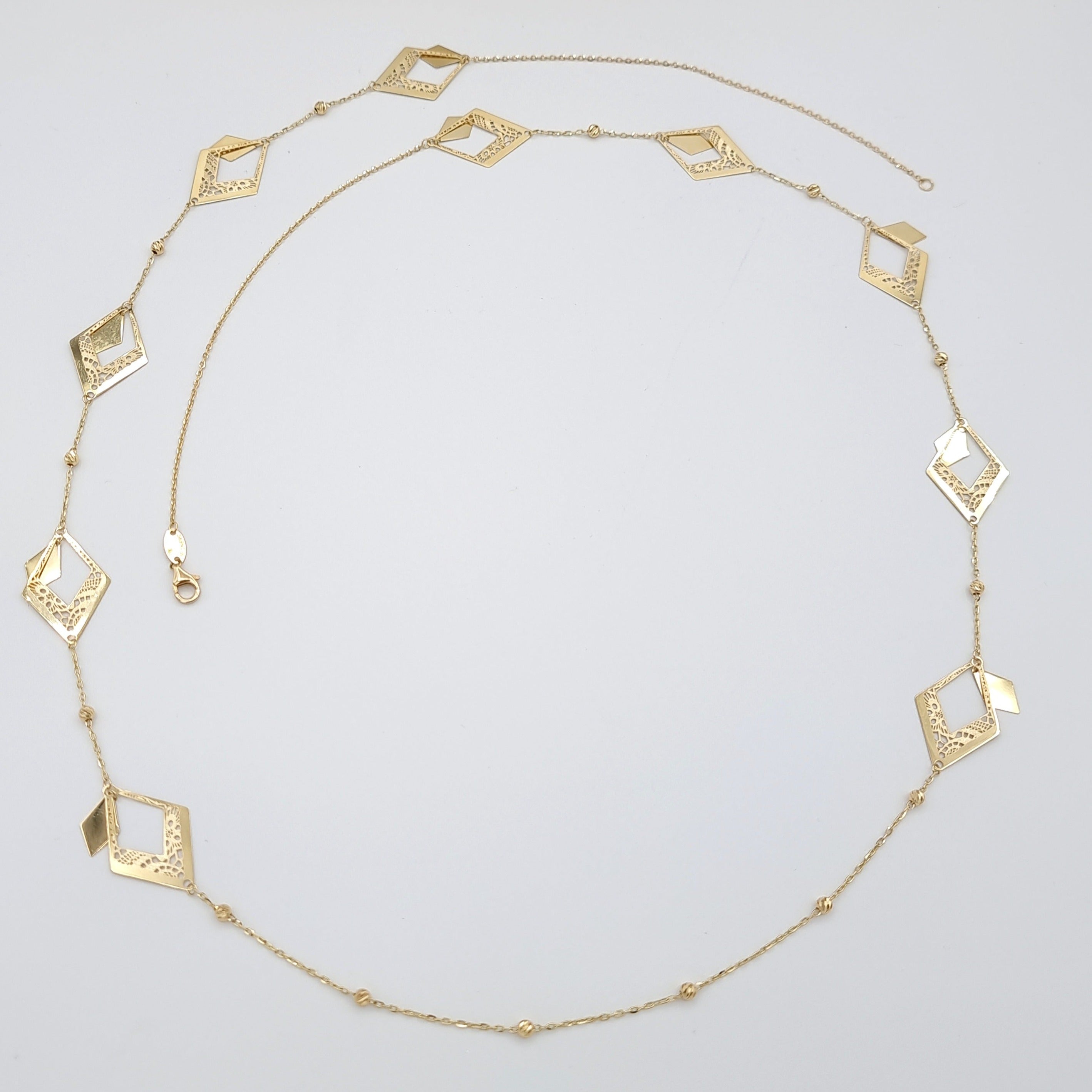 18K Pure Gold Long Necklace