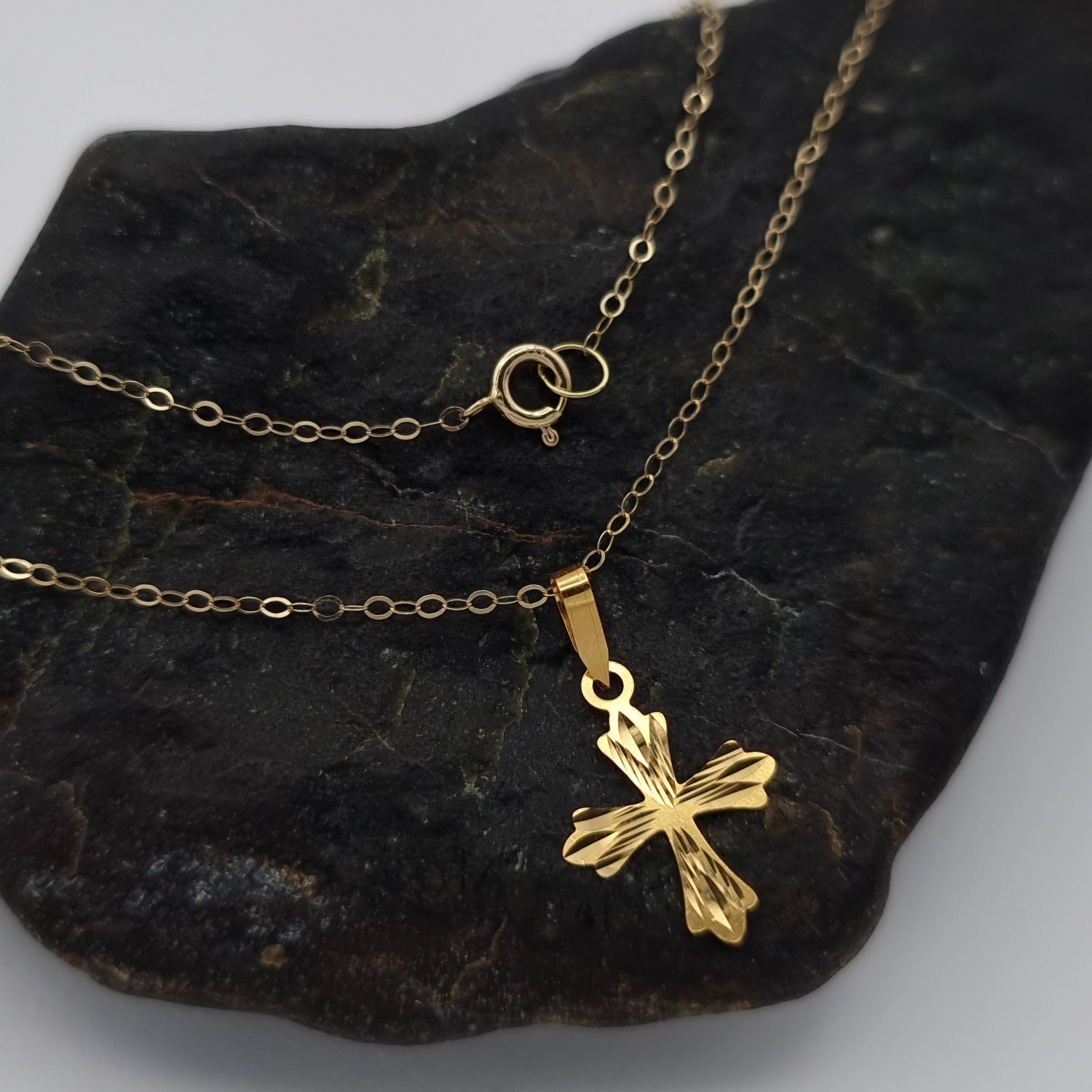 18K Pure Gold Cross Necklace