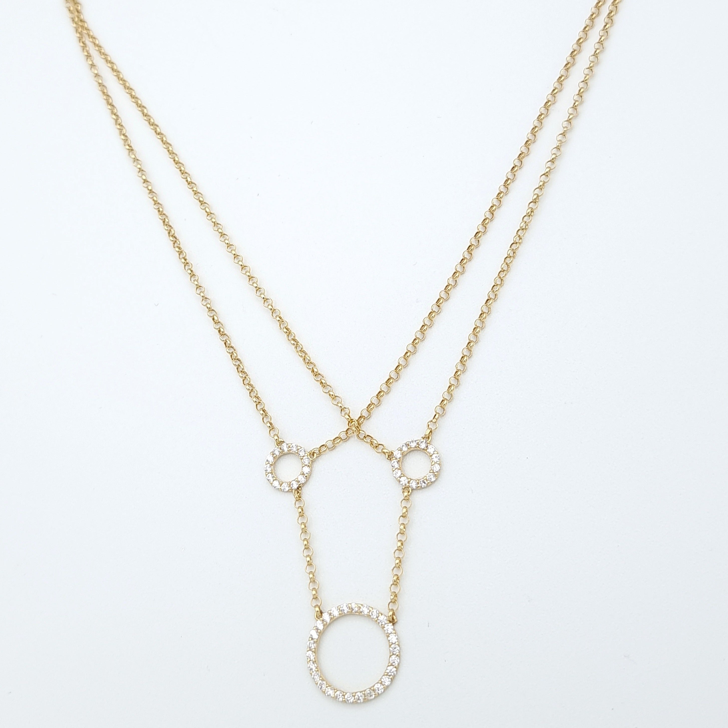 18K Pure Gold Round Stone Necklace