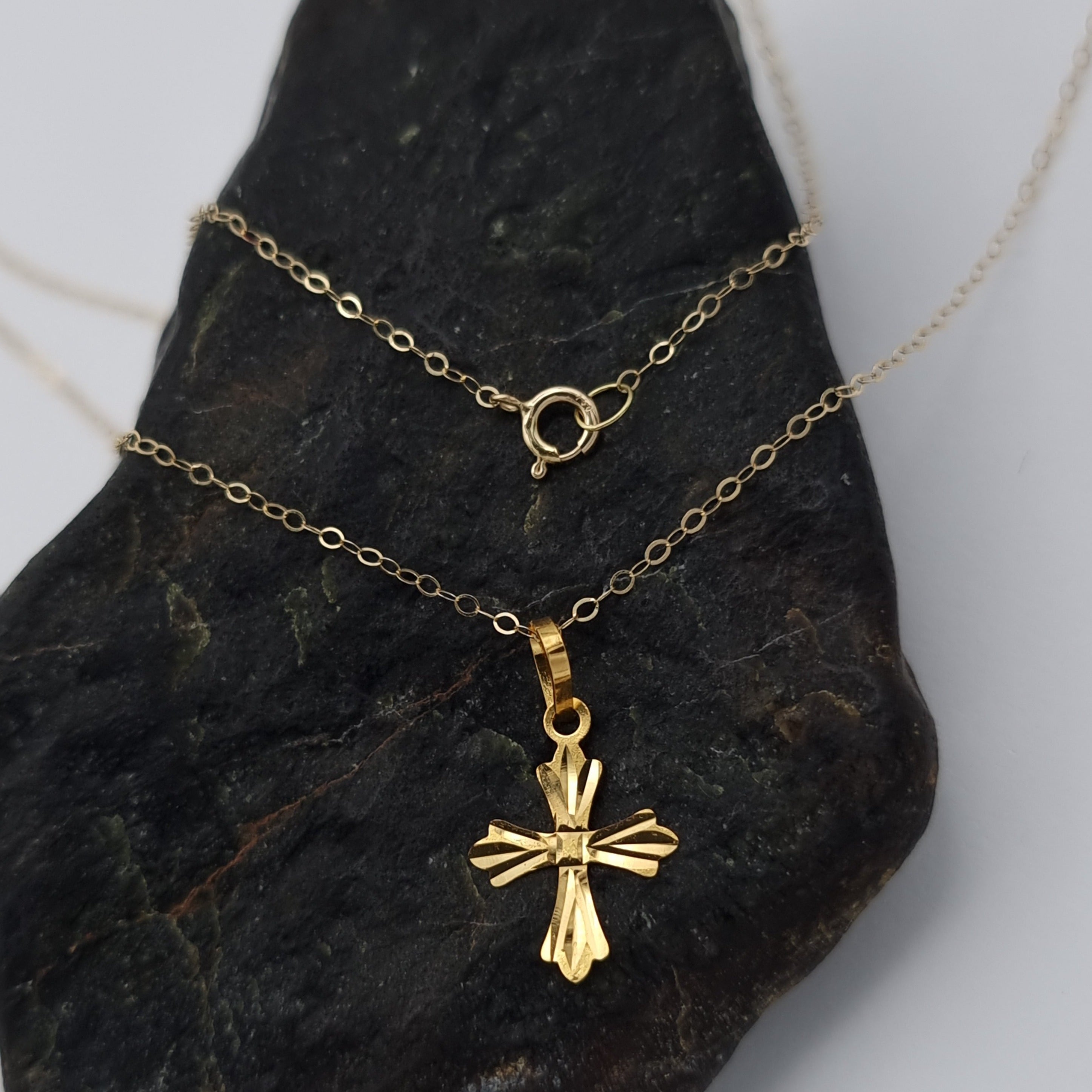 18K Pure Gold Cross Necklace