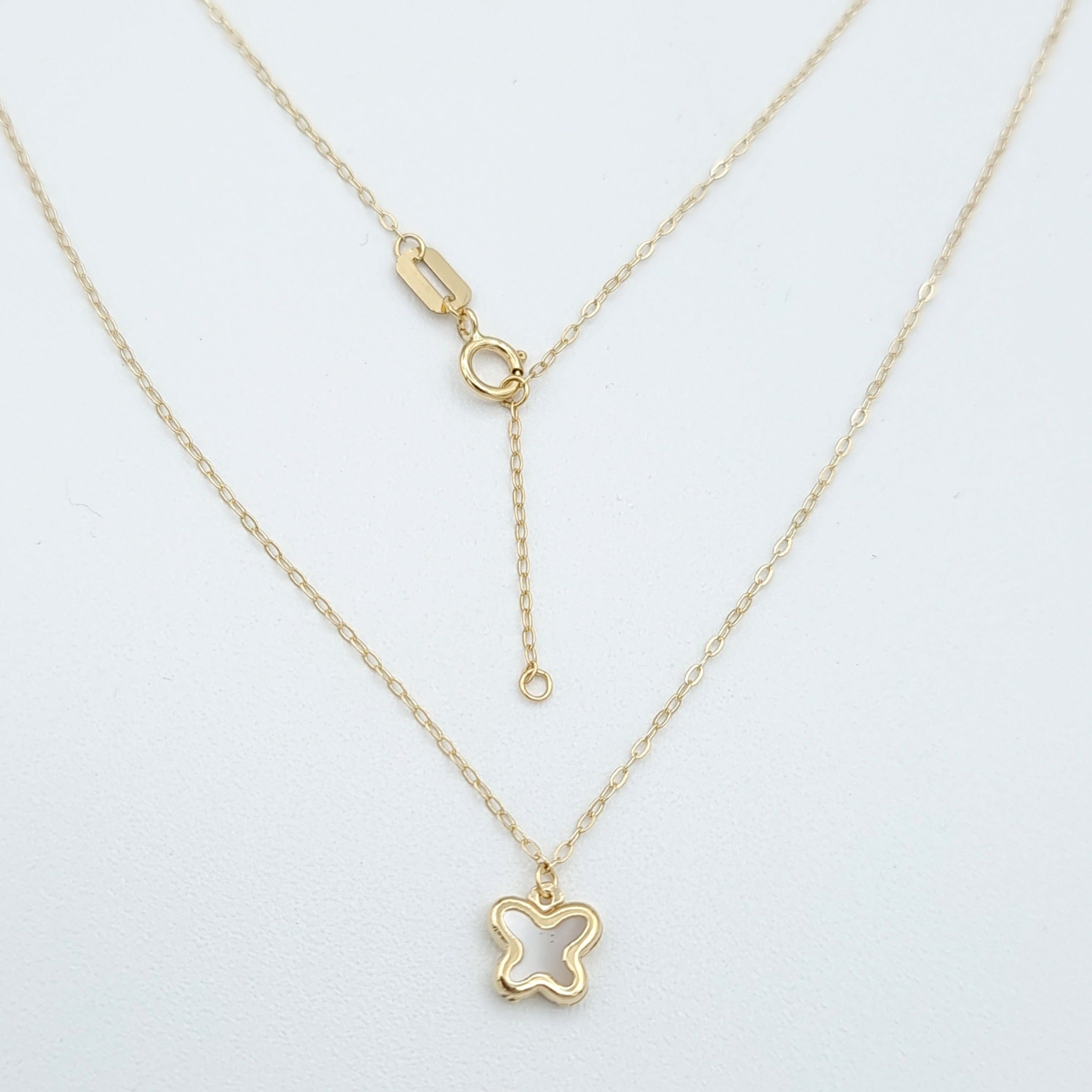 18K Pure Gold White Butterfly Necklace