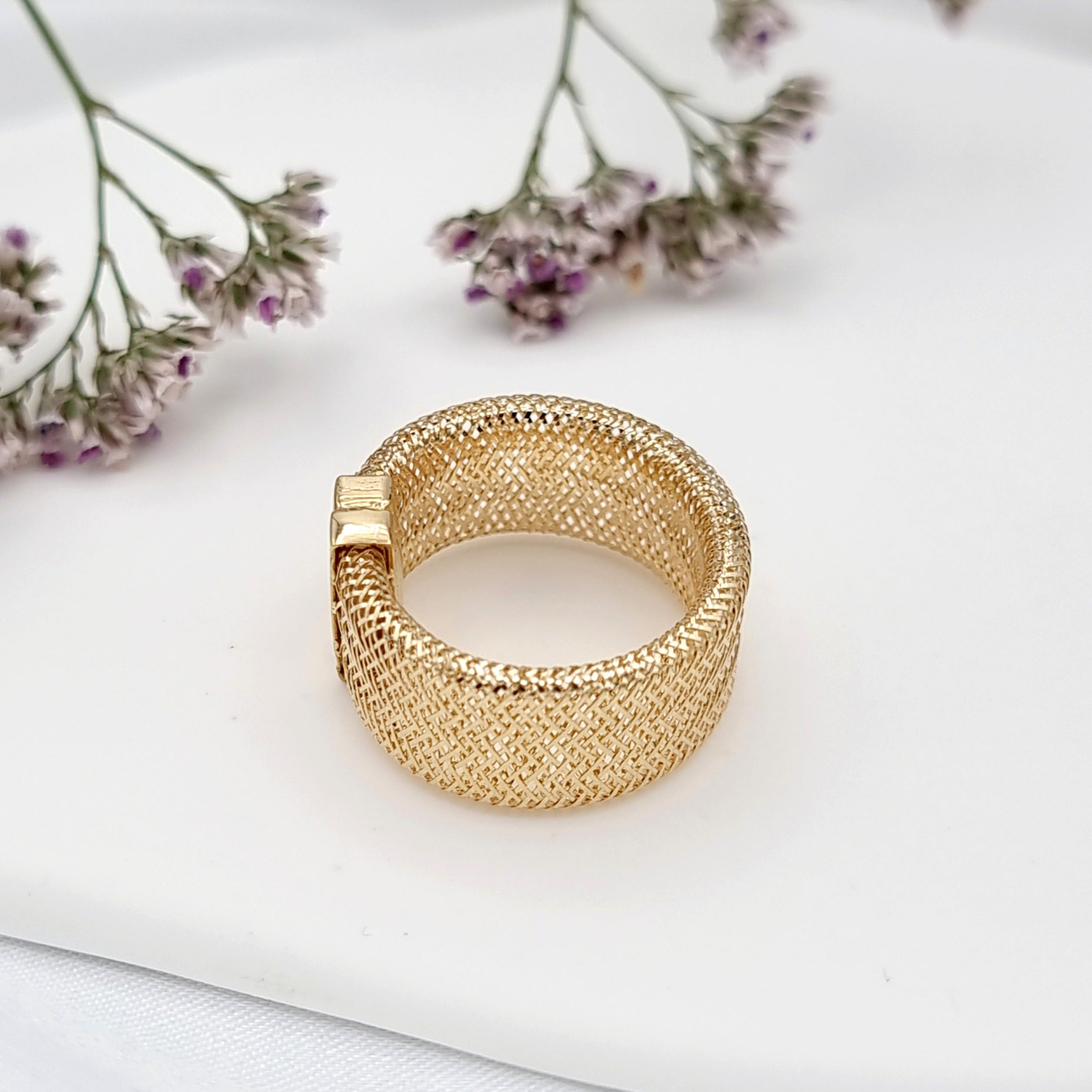 18K Pure Gold Thick Elastic Ring