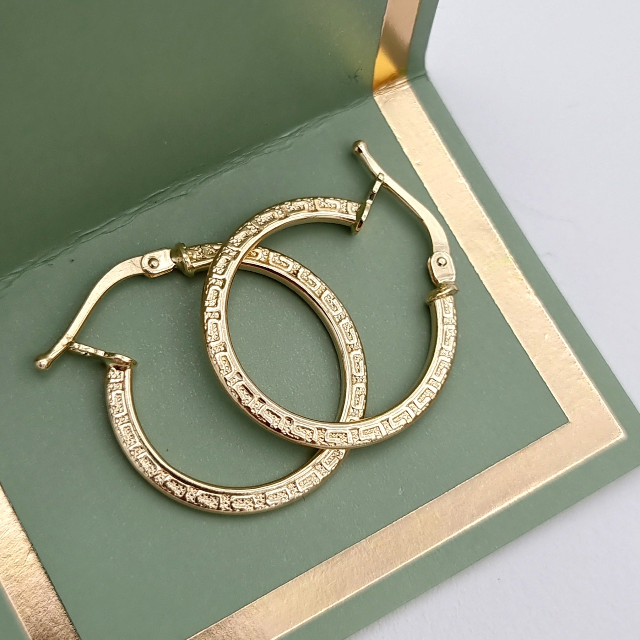 18K Pure Gold Round Hoop Earring Set