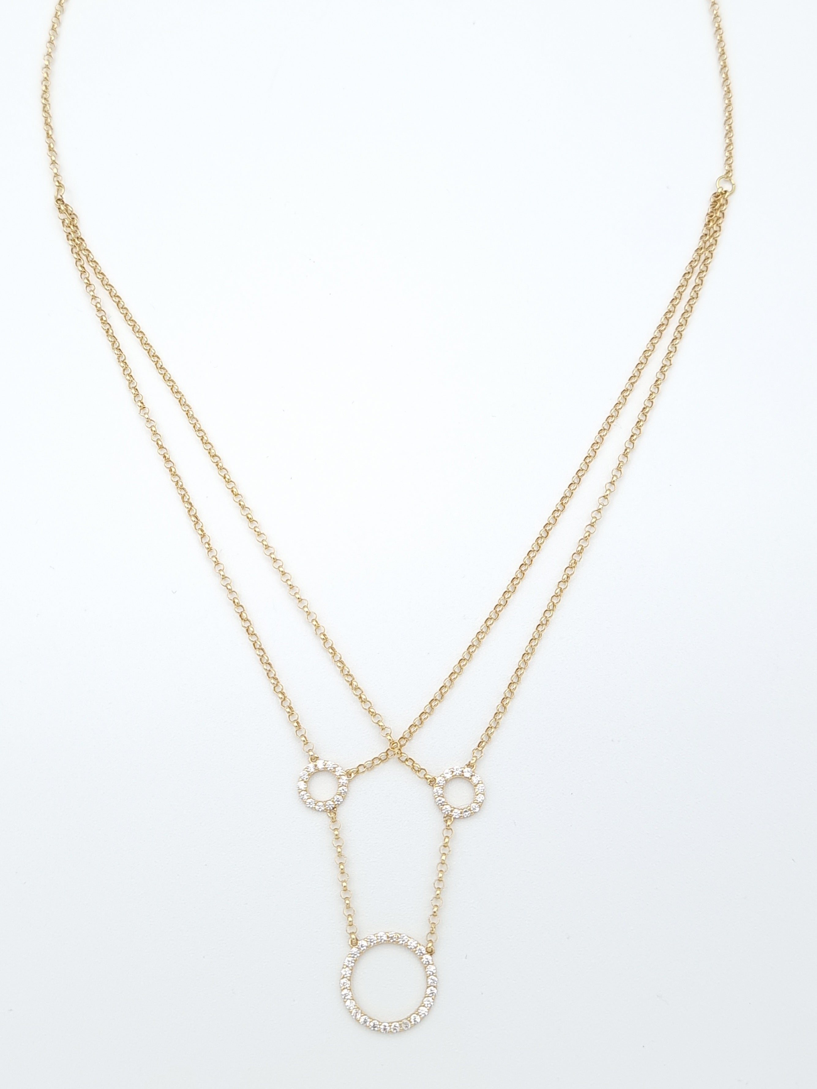 18K Pure Gold Round Stone Necklace