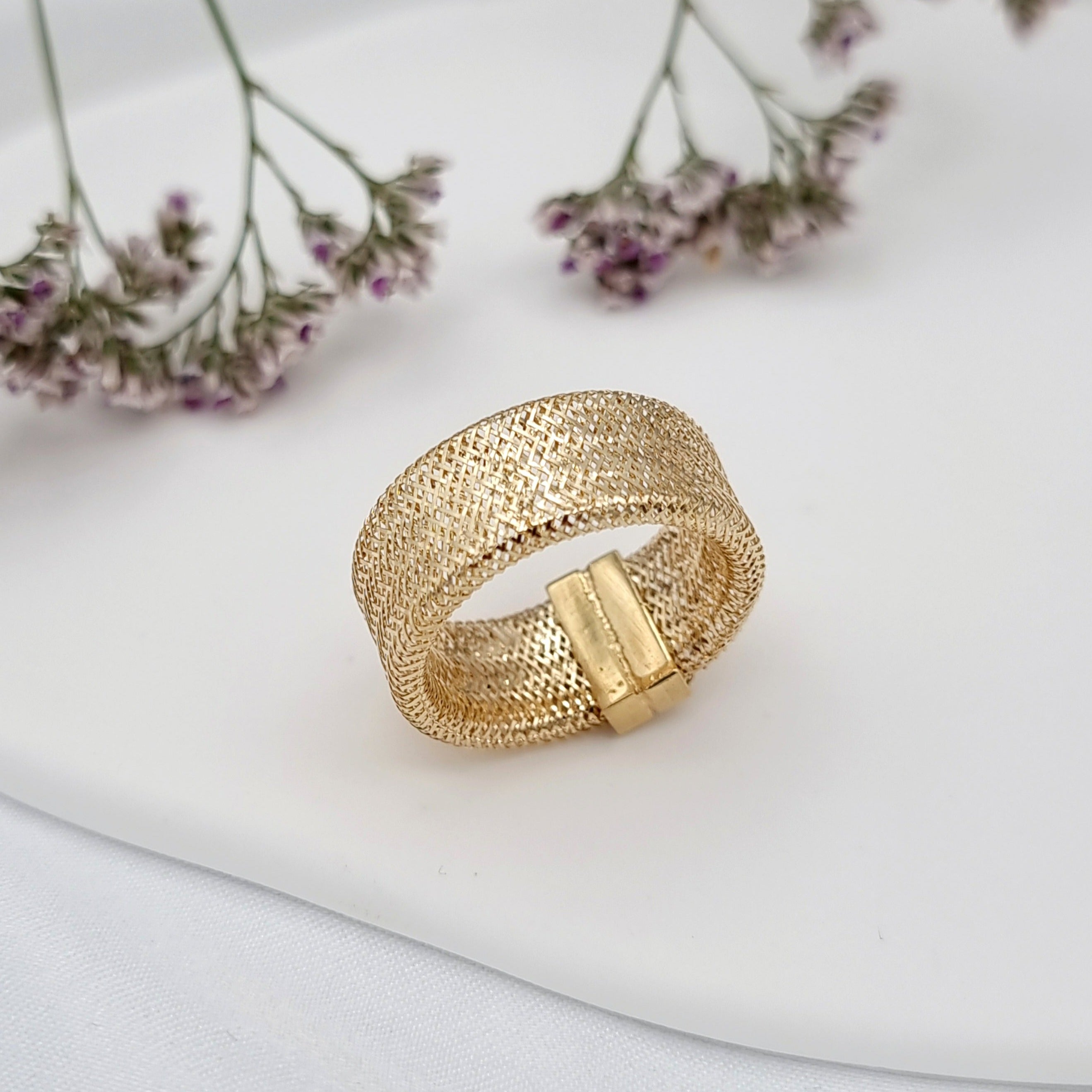 18K Pure Gold Thick Elastic Ring