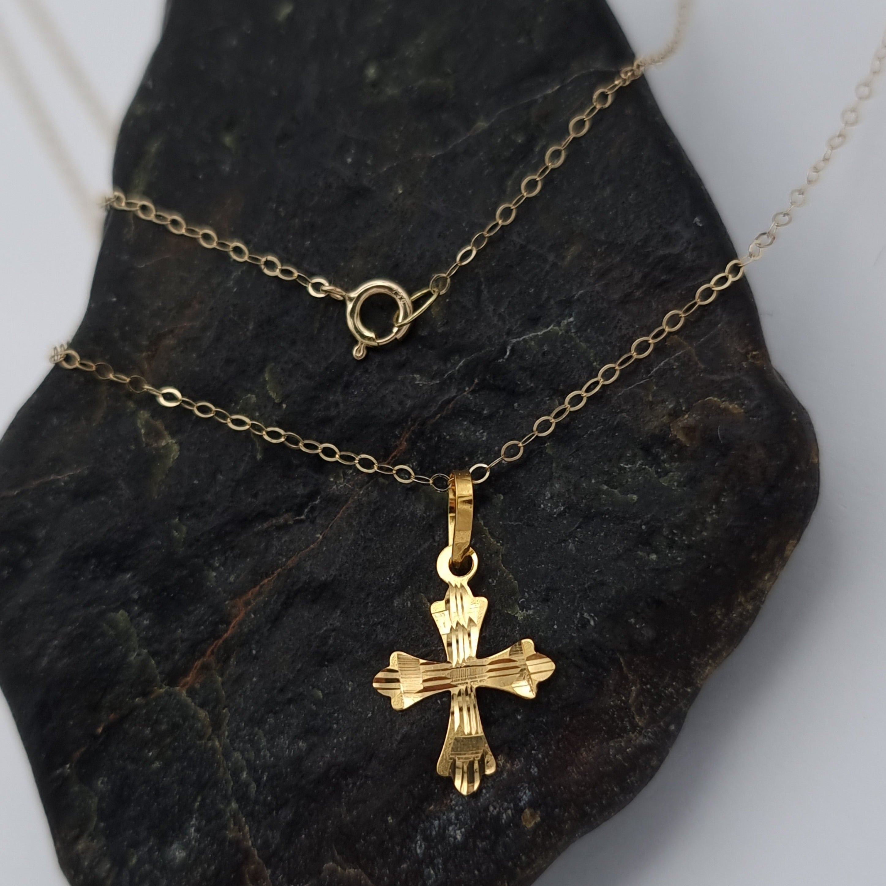 18K Pure Gold Cross Necklace