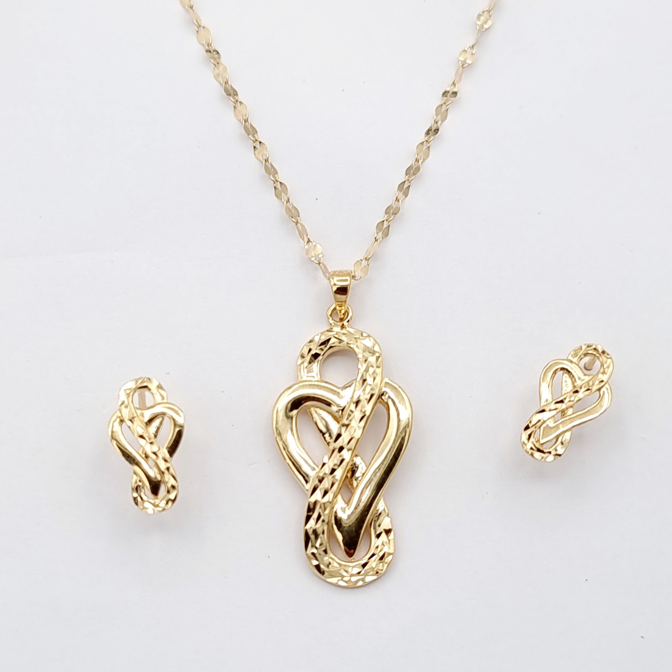 18K Pure Gold Infinity Heart Jewelry Set