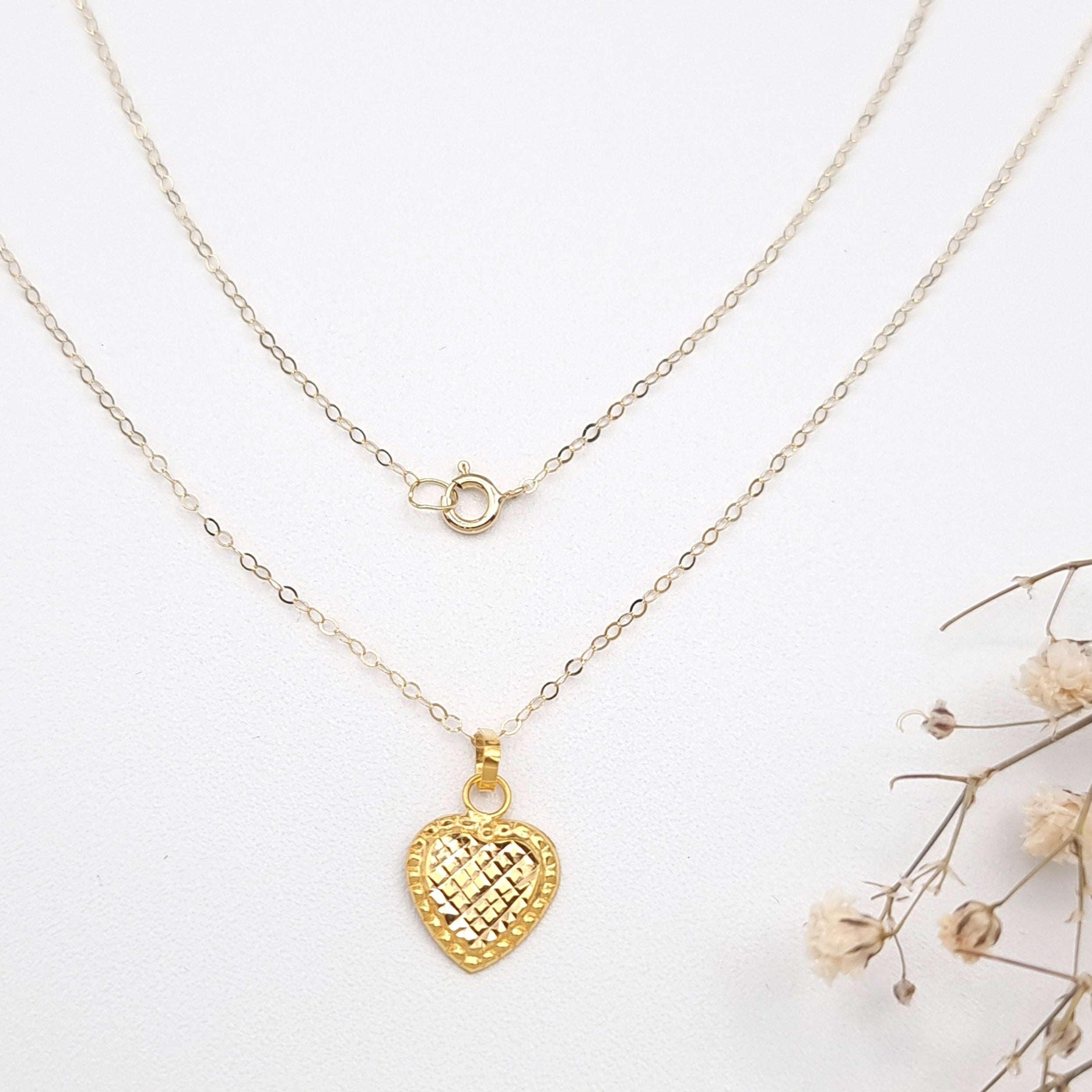 18K Pure Gold Fine Heart Necklace