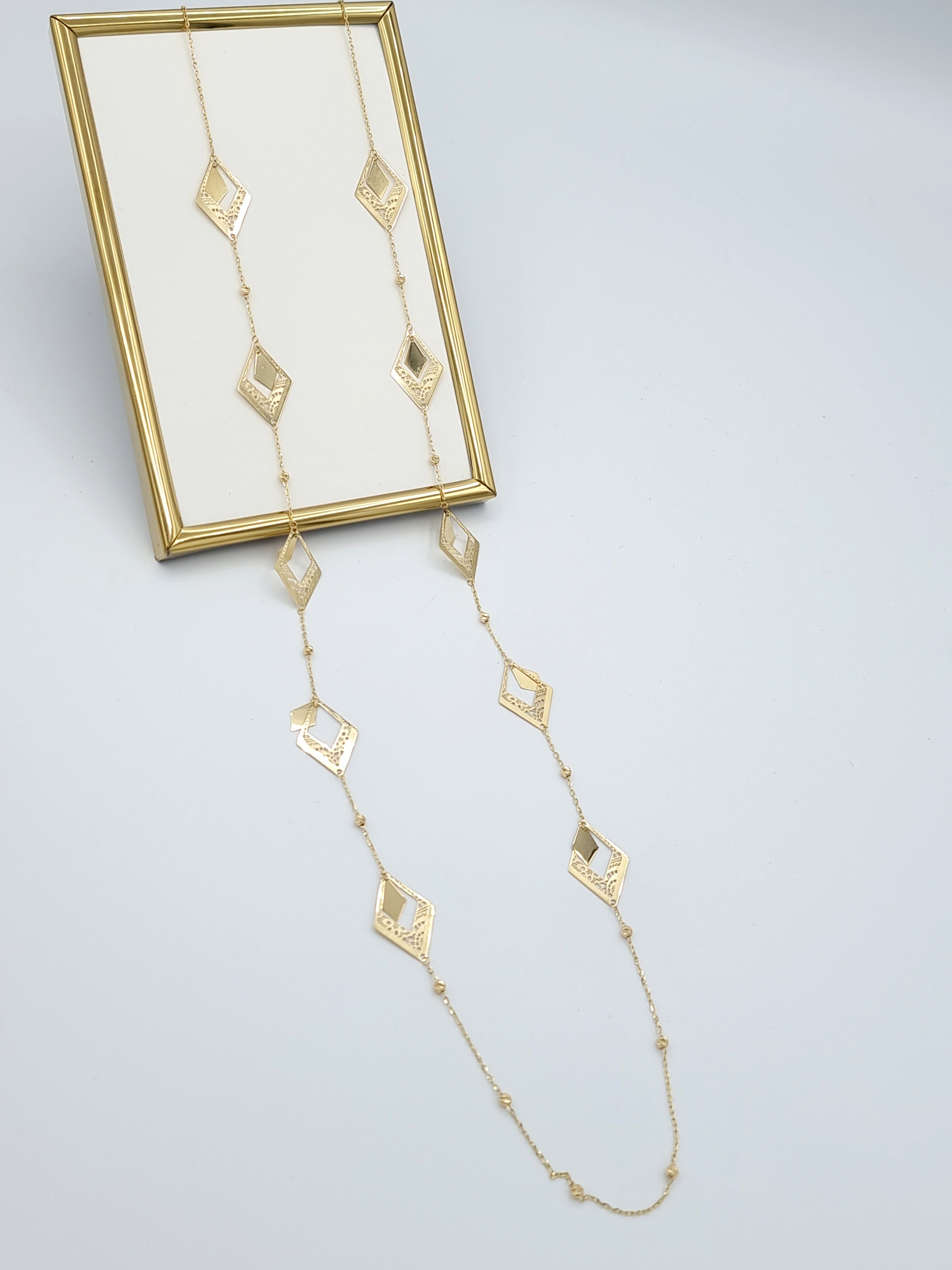 18K Pure Gold Long Necklace