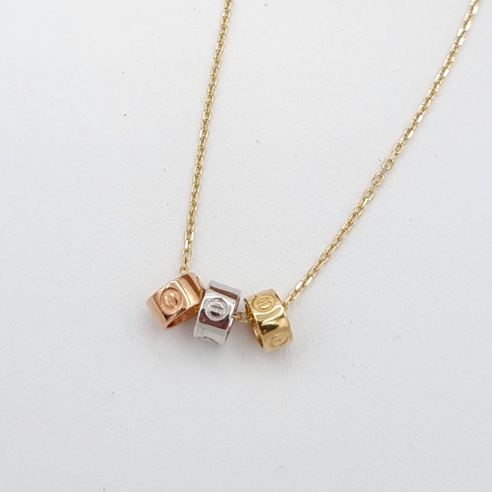 18K Pure Gold 3 Color C.R Pendant Necklace