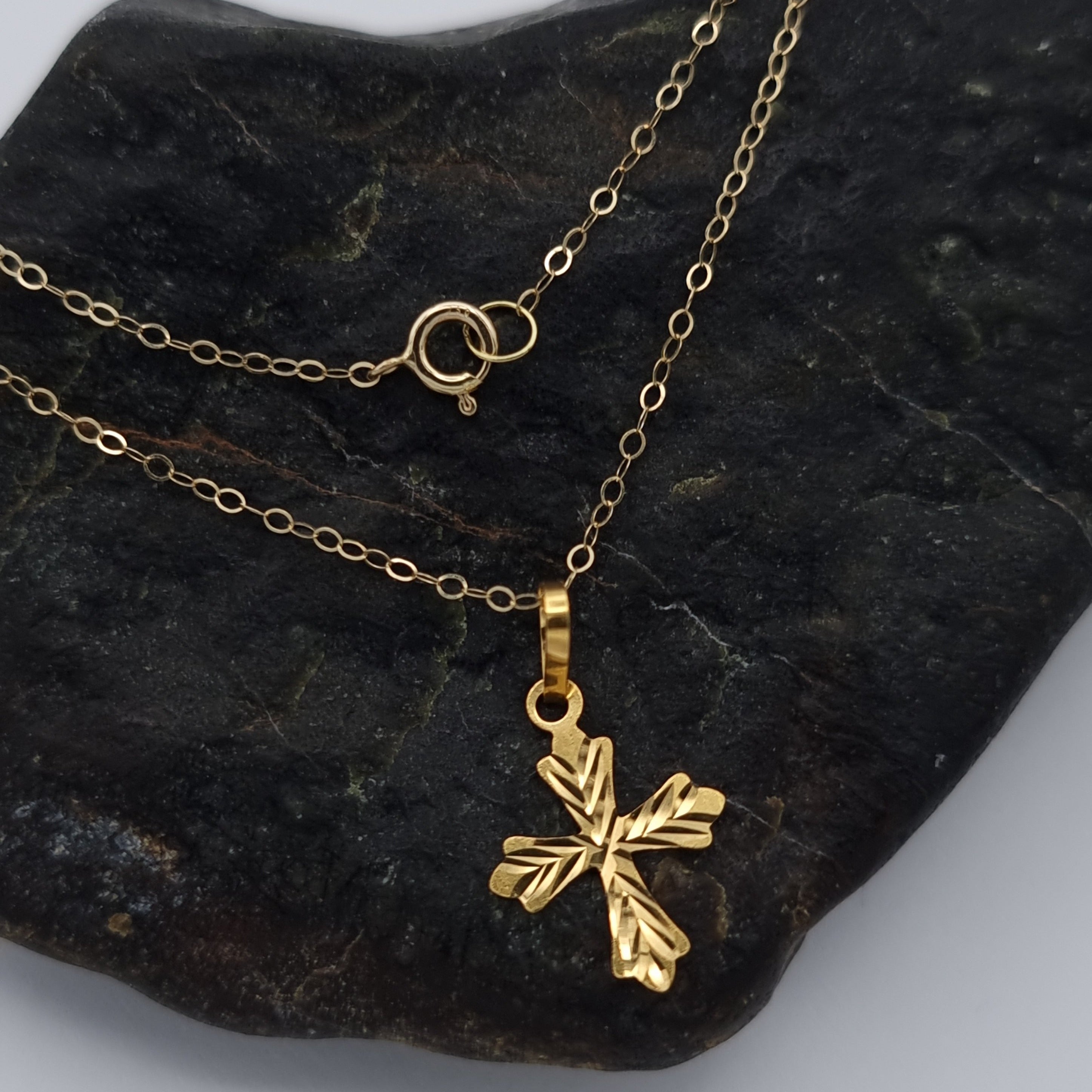 18K Pure Gold Cross Necklace