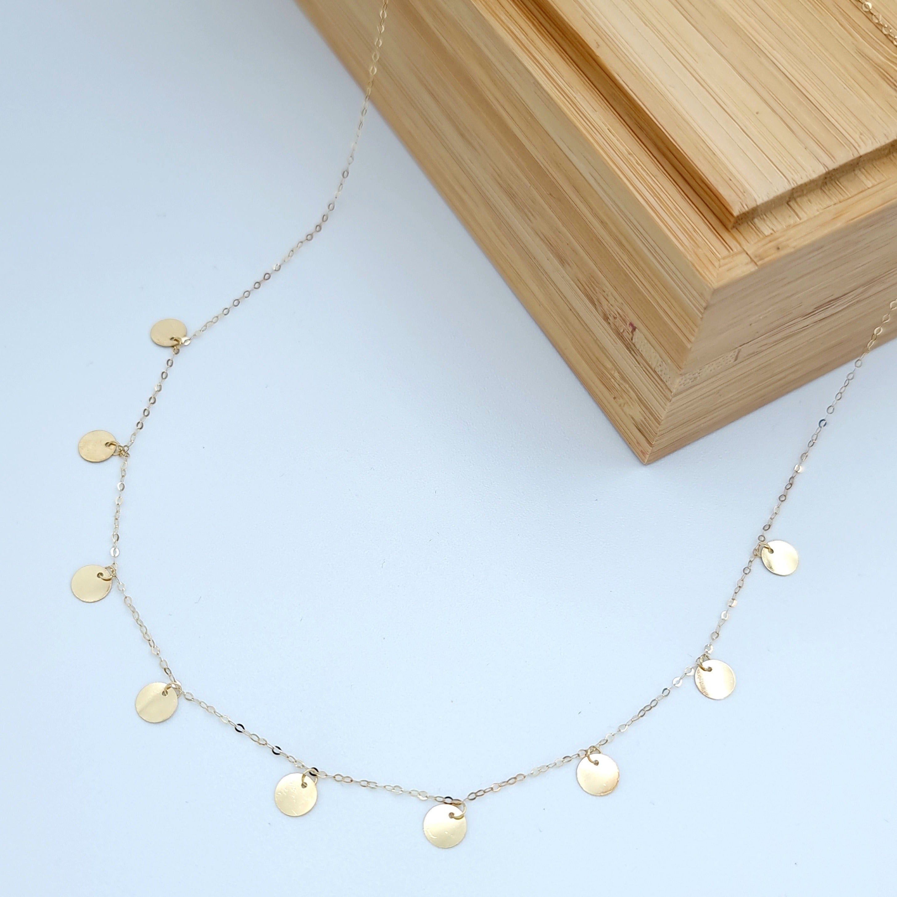 18K Pure Gold Fine Dangling Necklace