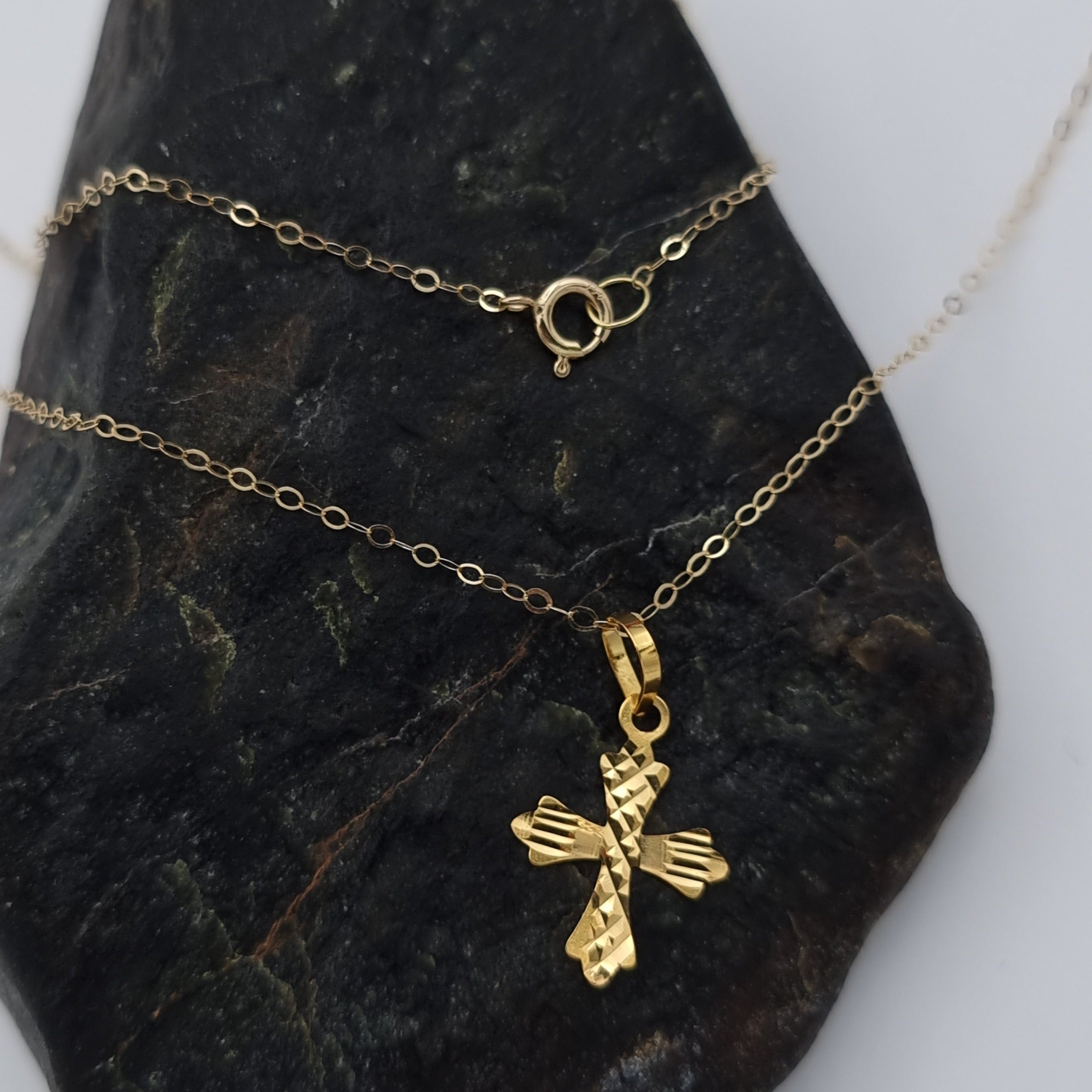 18K Pure Gold Cross Necklace