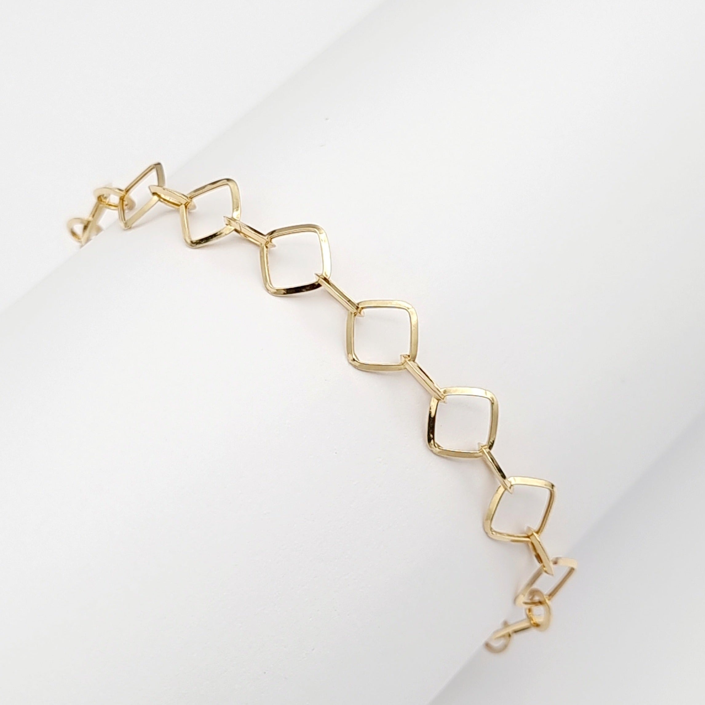 18K Pure Gold Square Linked Bracelet