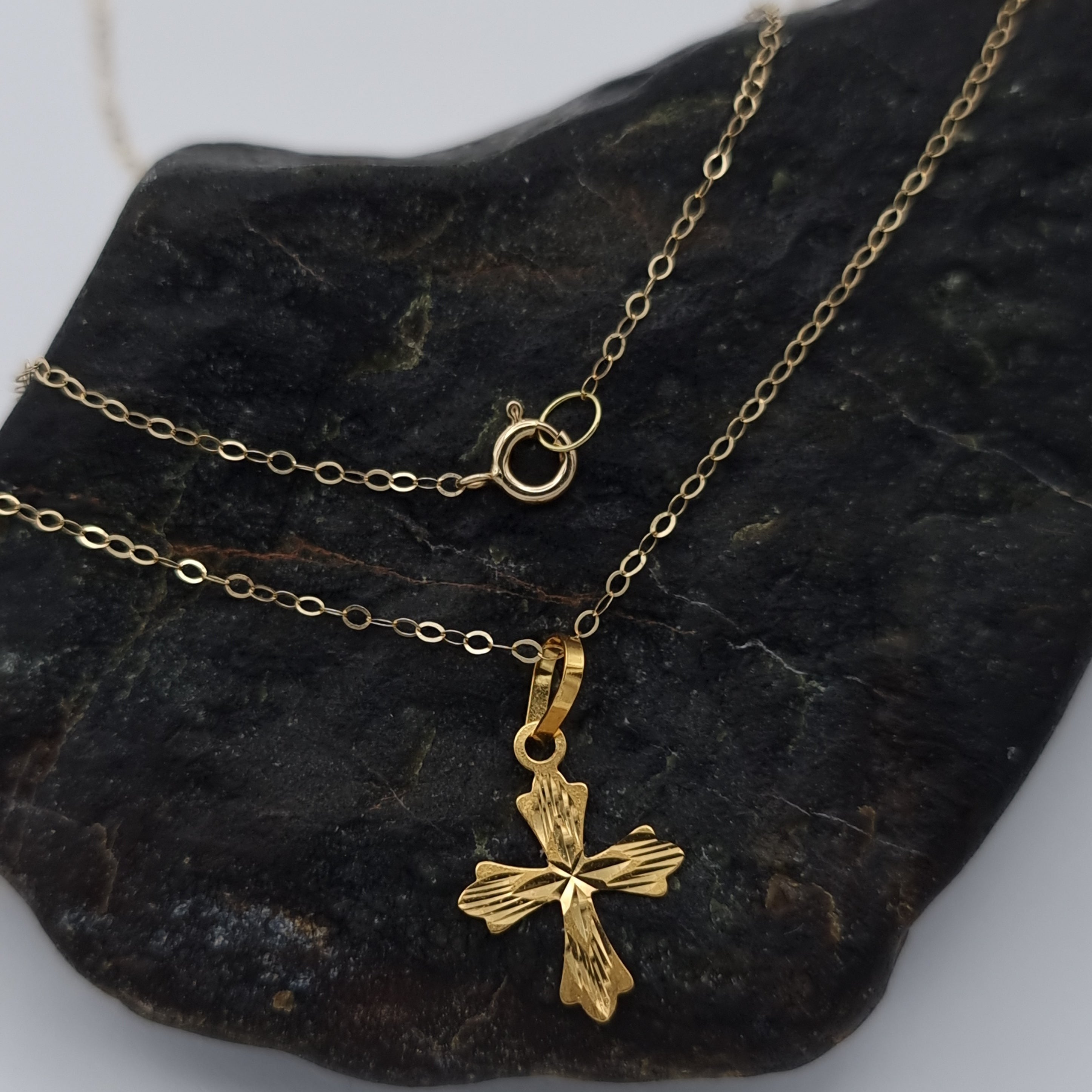 18K Pure Gold Cross Necklace