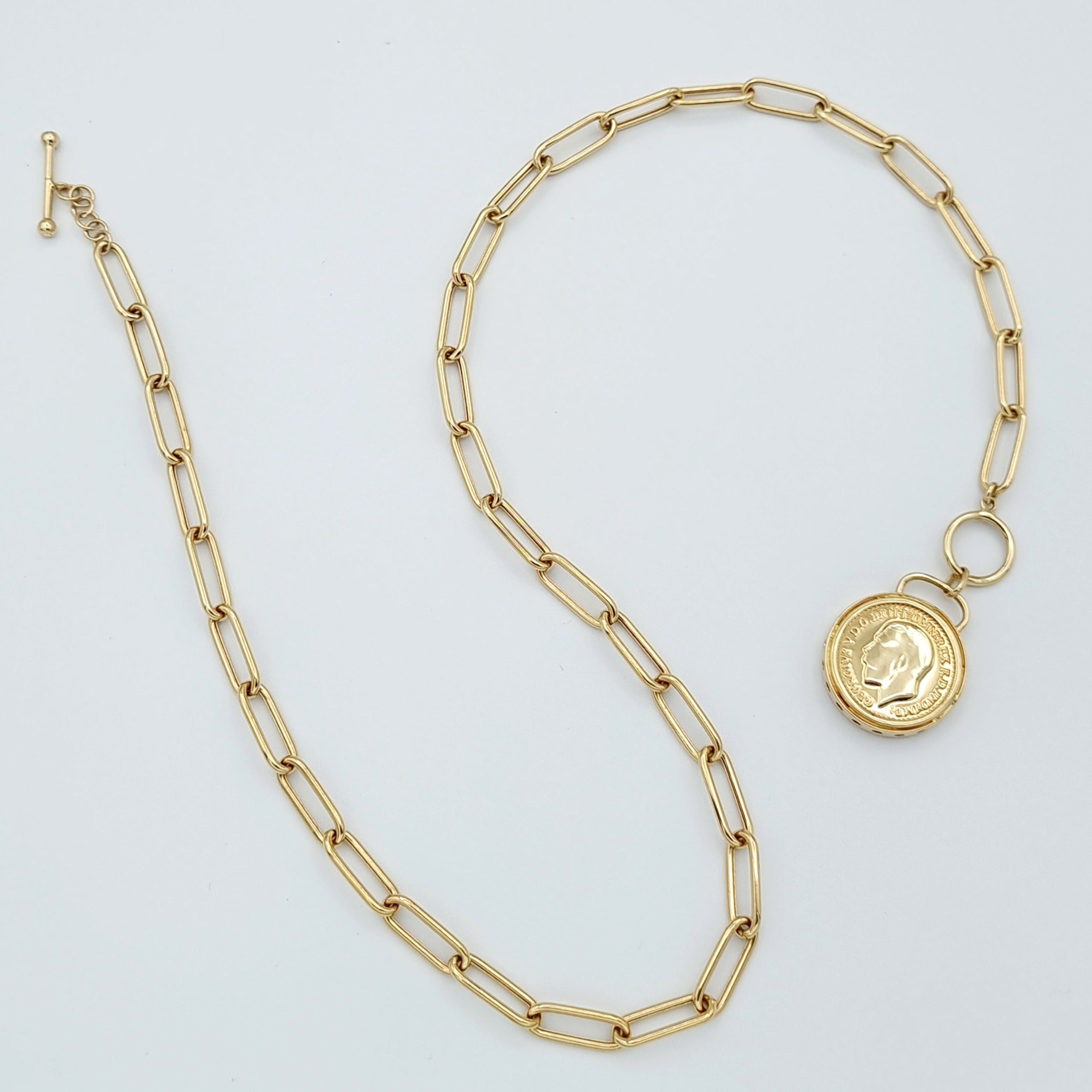 18K Pure Gold Elegant Link Necklace