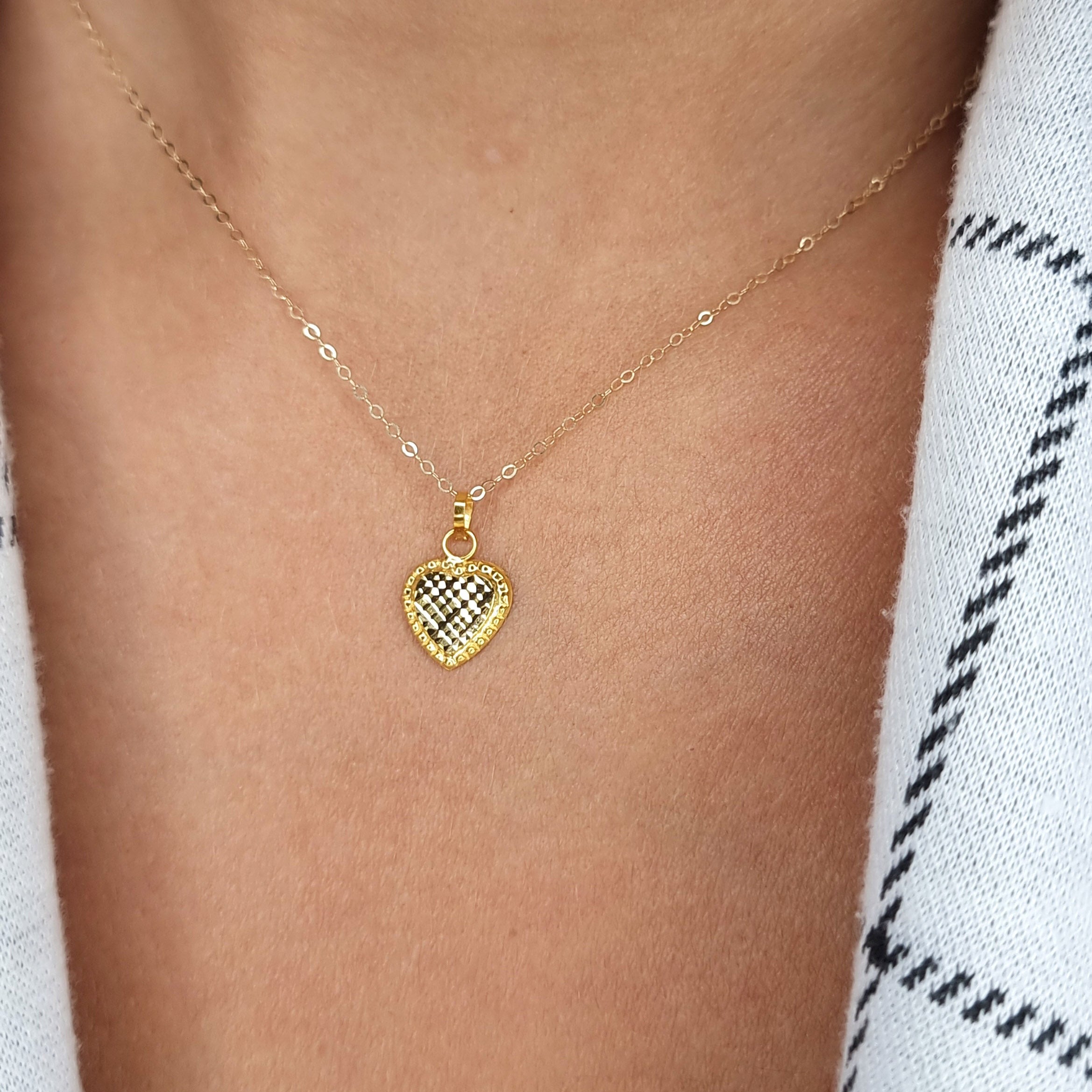 18K Pure Gold Fine Heart Necklace