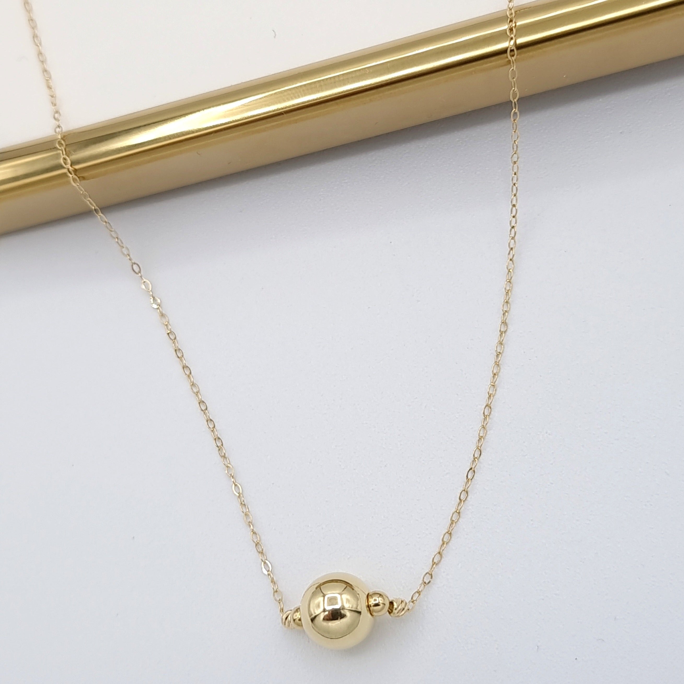 18K Pure Gold Ball Necklace