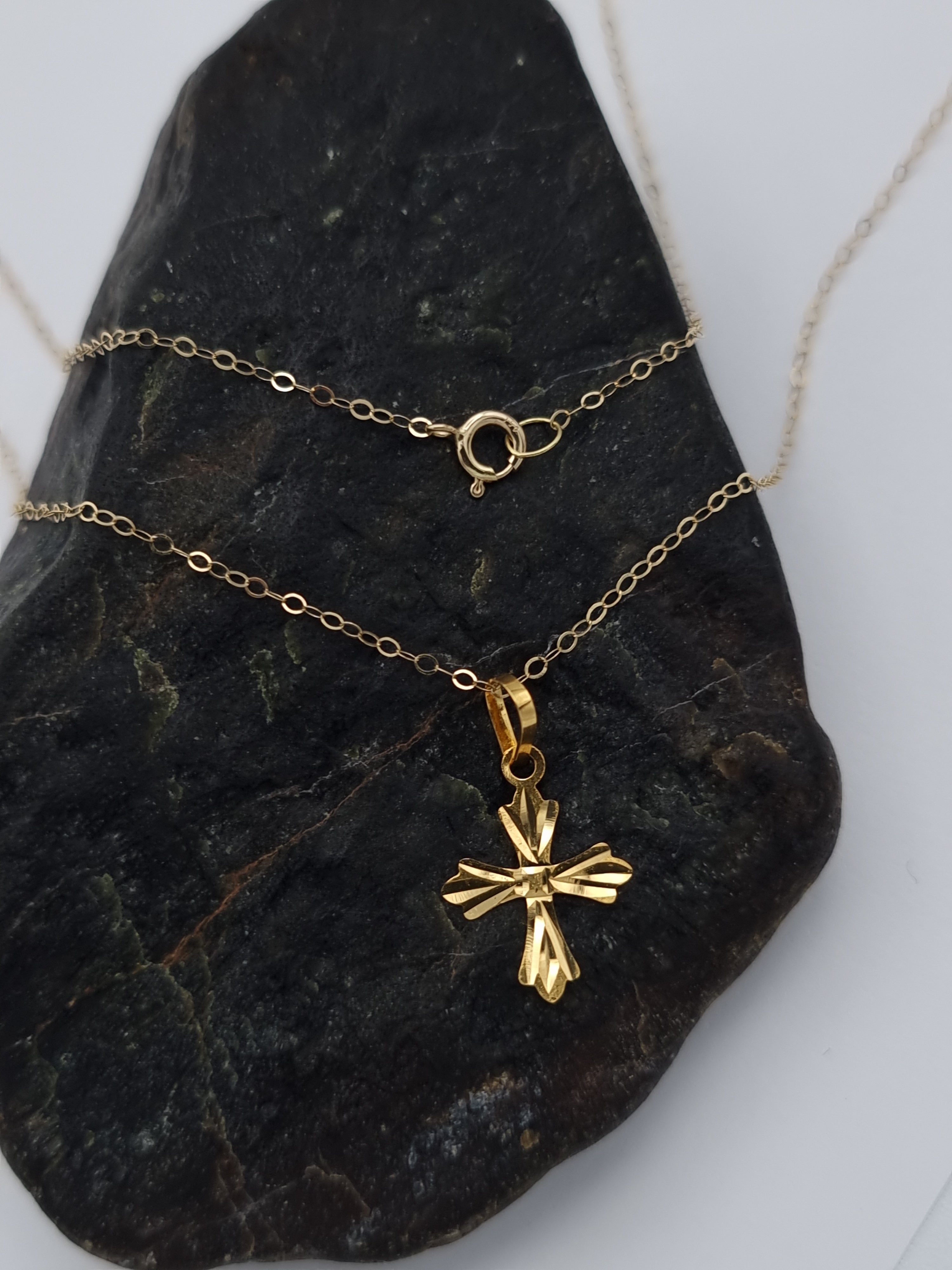 18K Pure Gold Cross Necklace