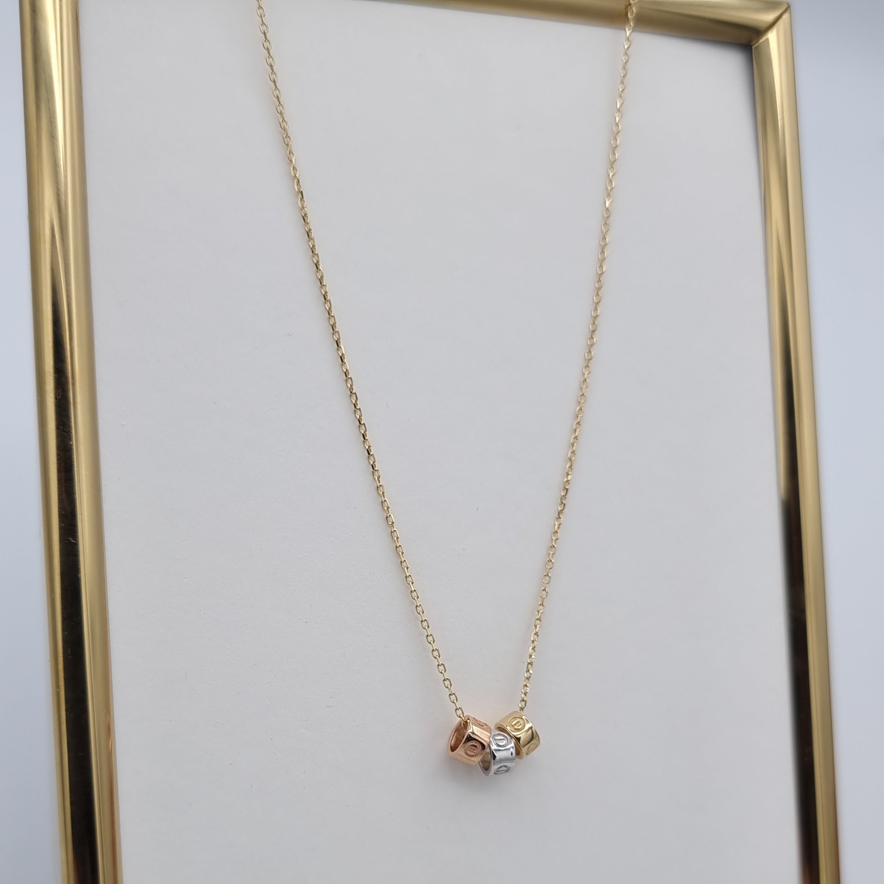 18K Pure Gold 3 Color C.R Pendant Necklace