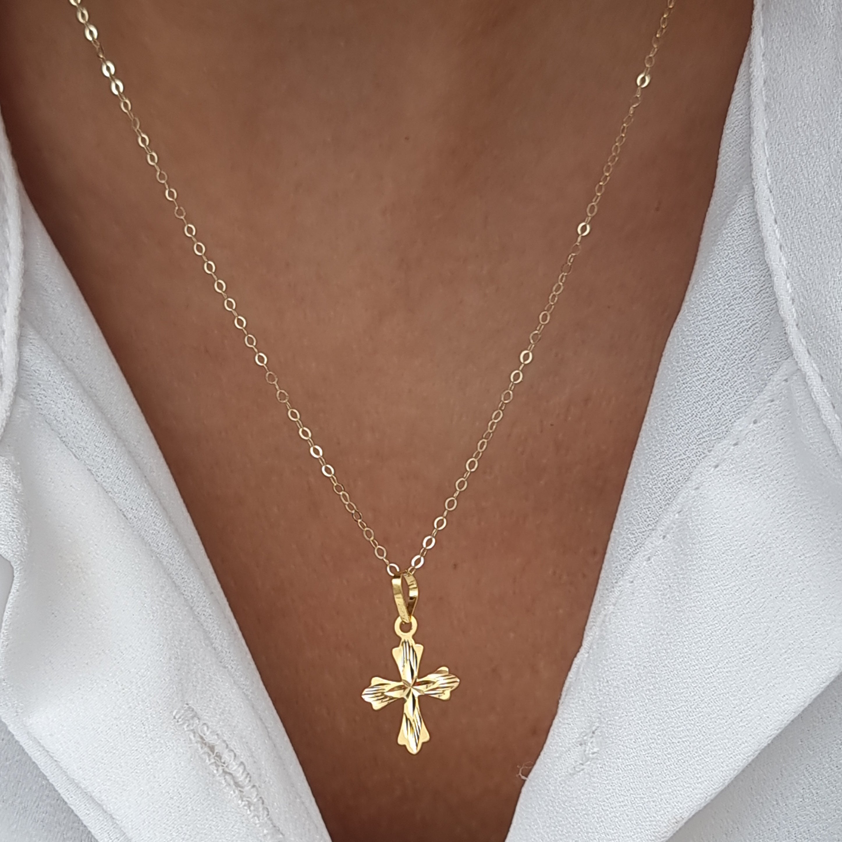 18K Pure Gold Cross Necklace