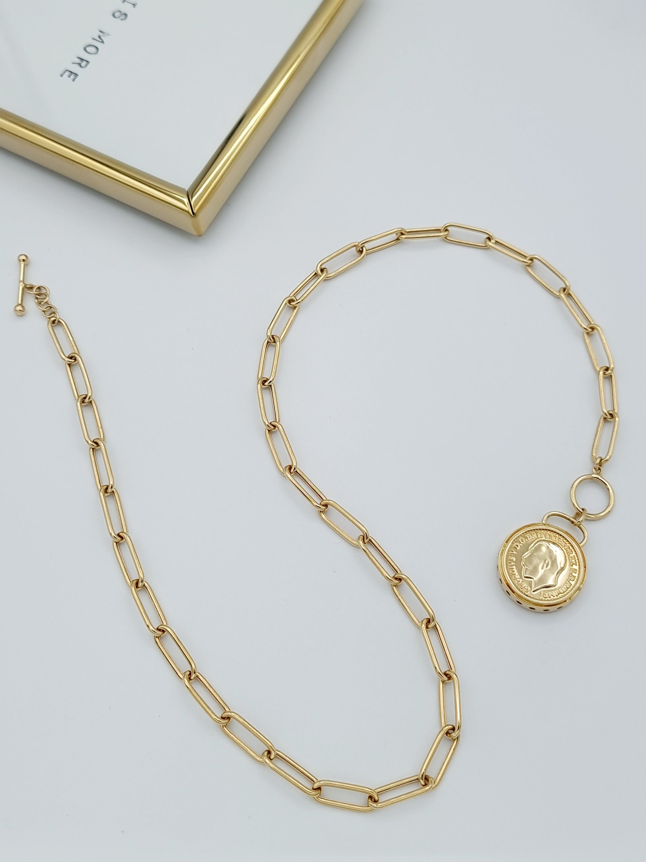 18K Pure Gold Elegant Link Necklace