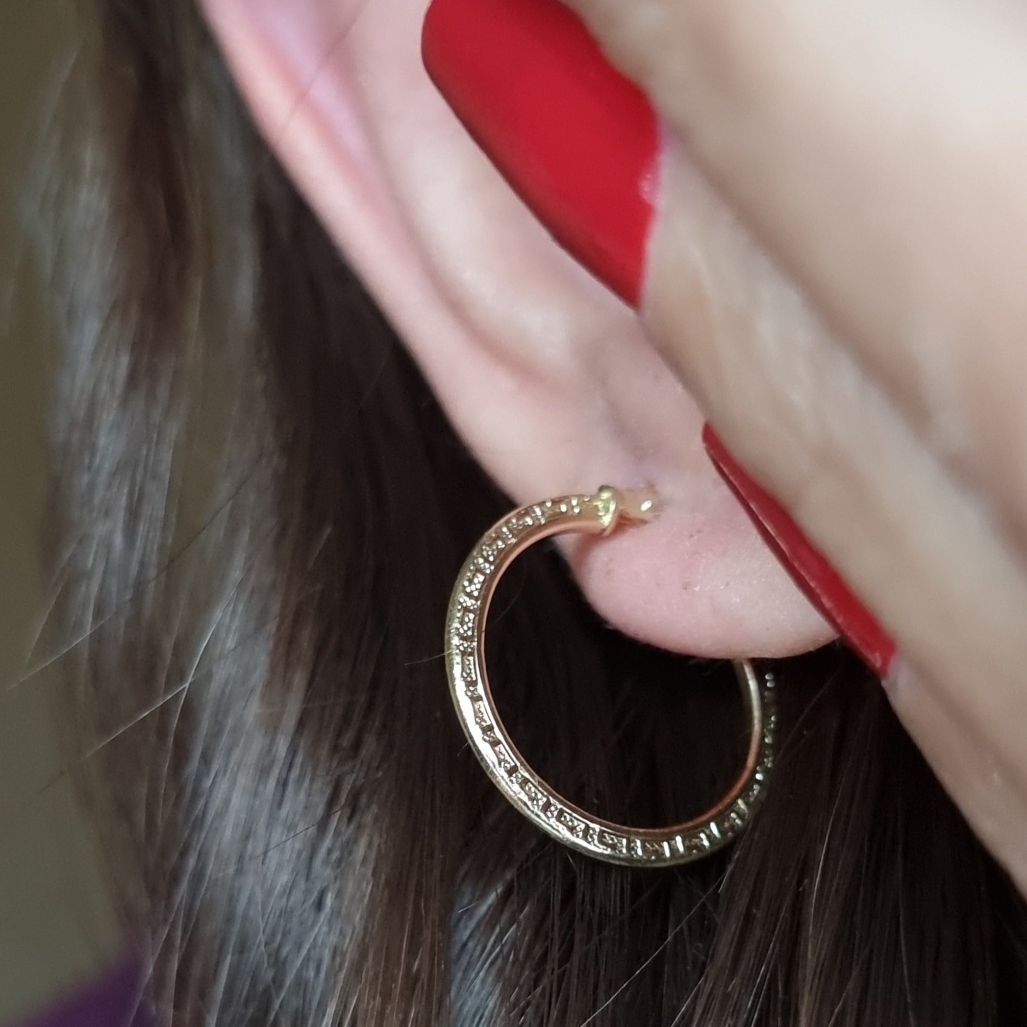 18K Pure Gold Round Hoop Earring Set