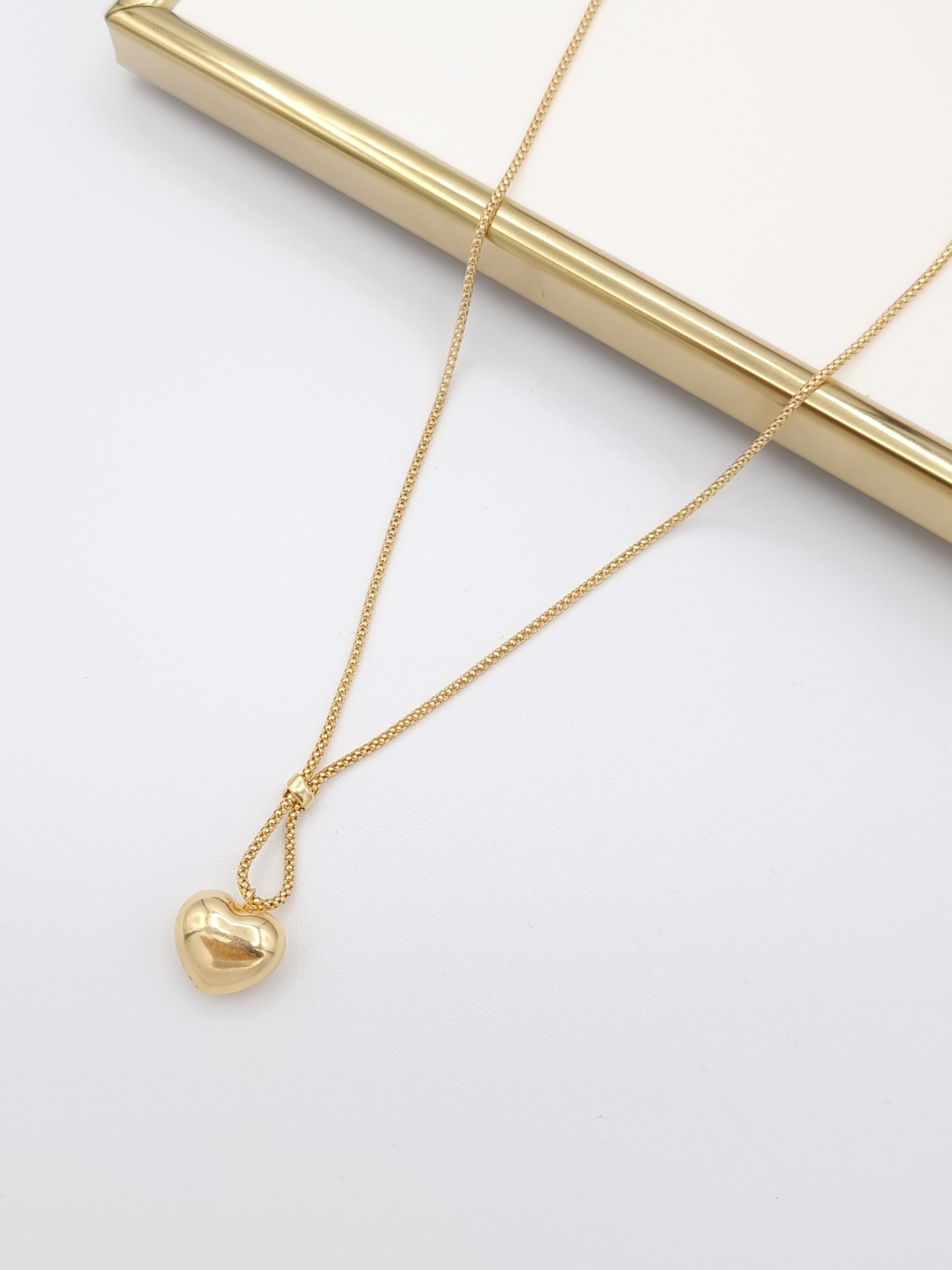 18K Pure Gold Heart Seed Necklace