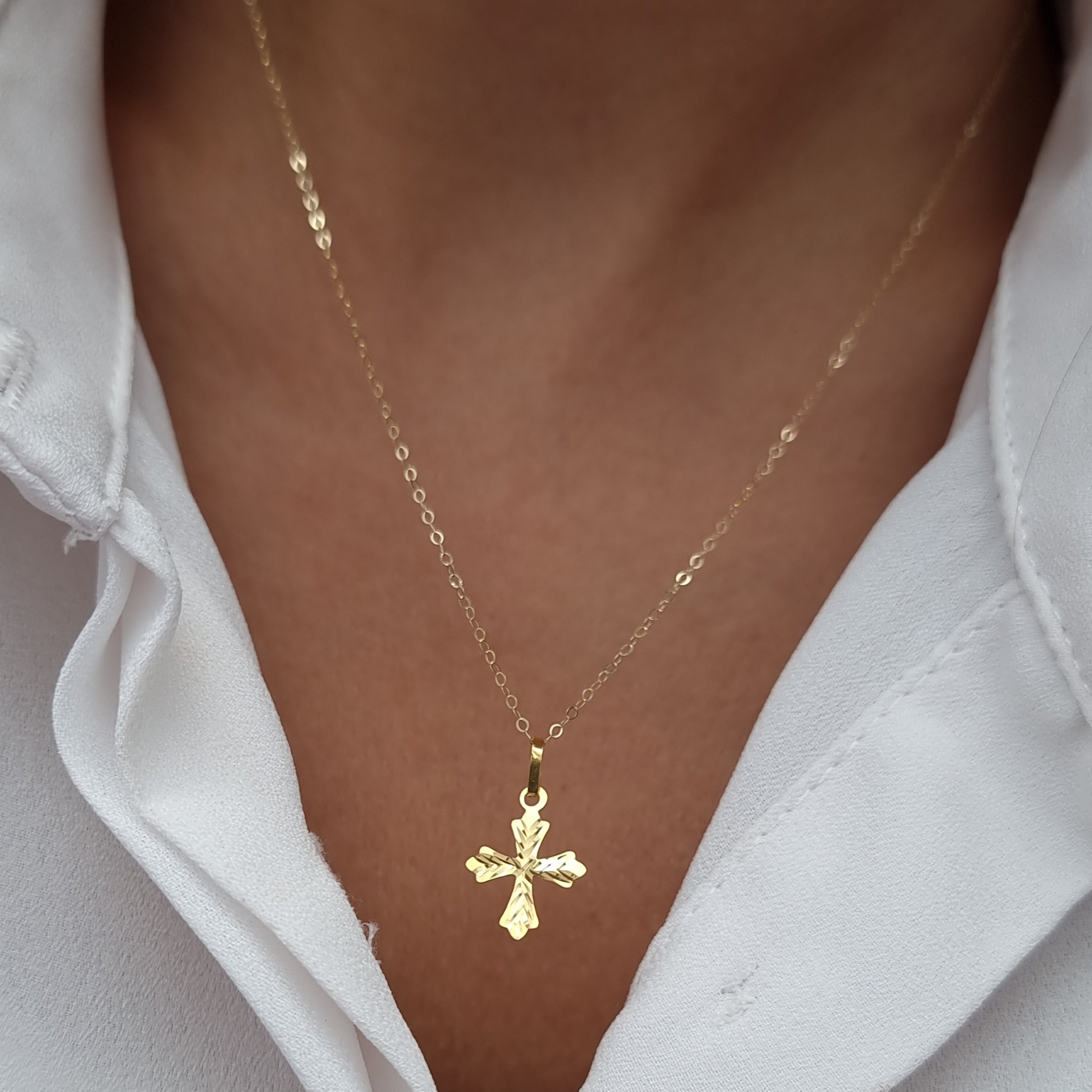 18K Pure Gold Cross Necklace