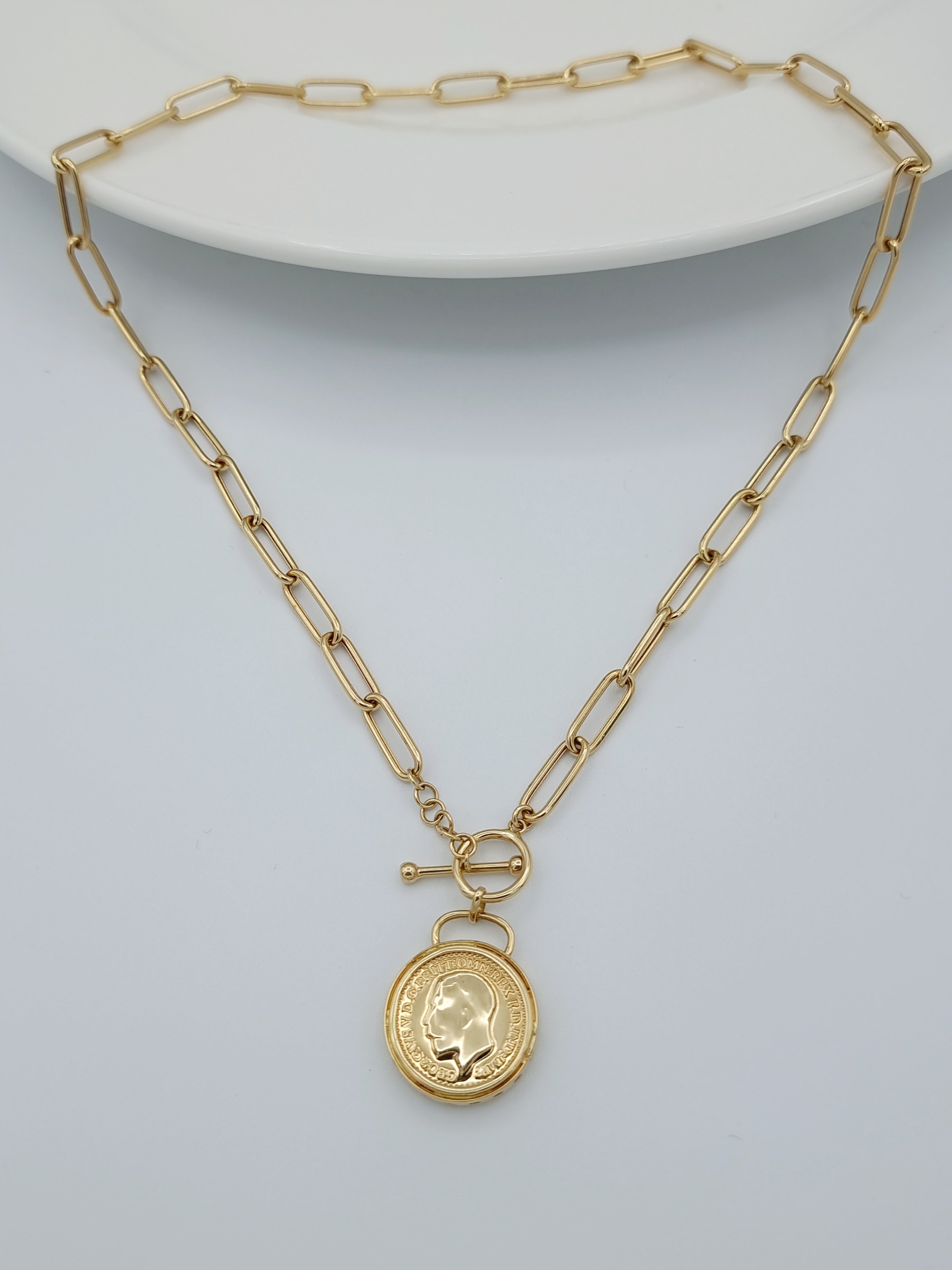 18K Pure Gold Elegant Link Necklace