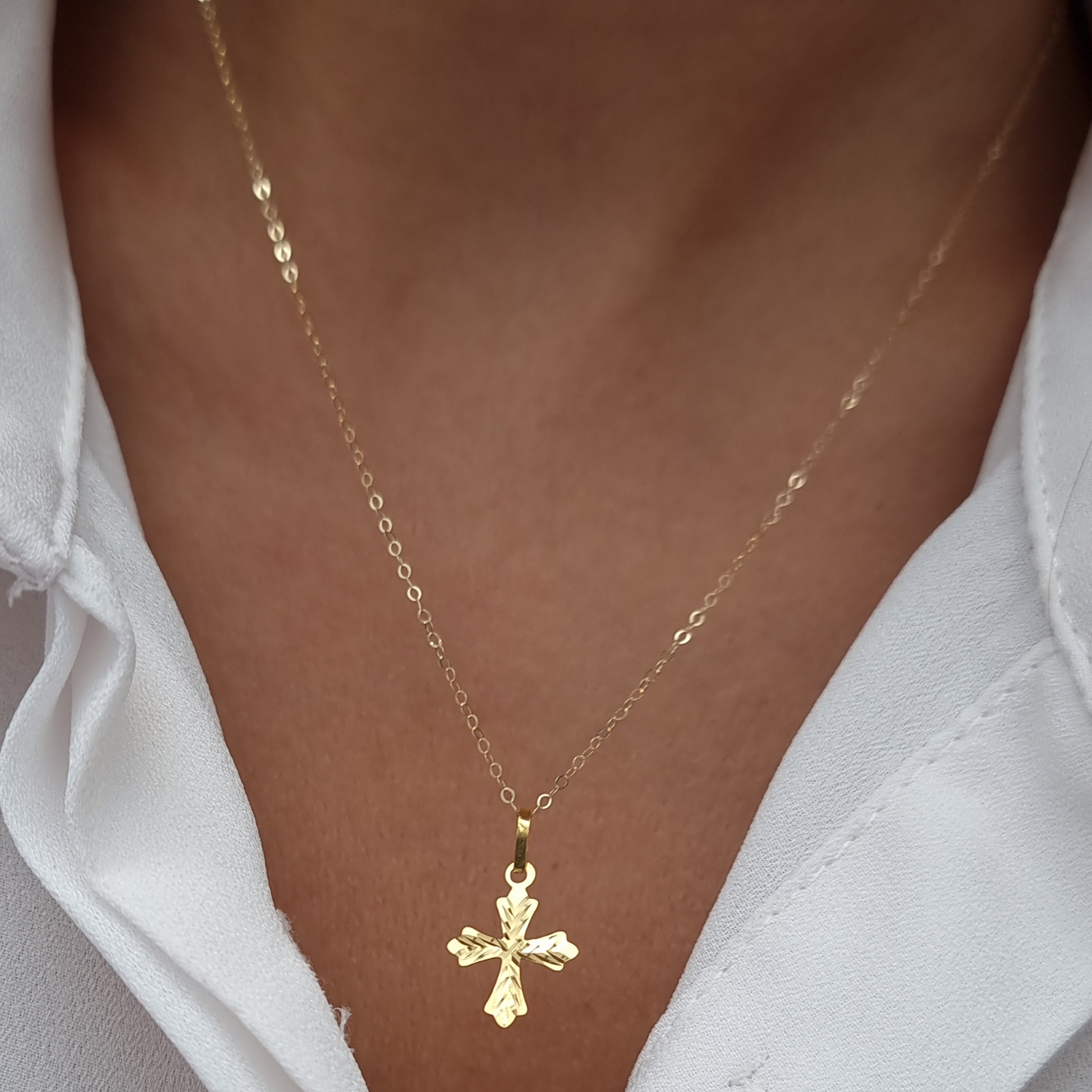 18K Pure Gold Cross Necklace