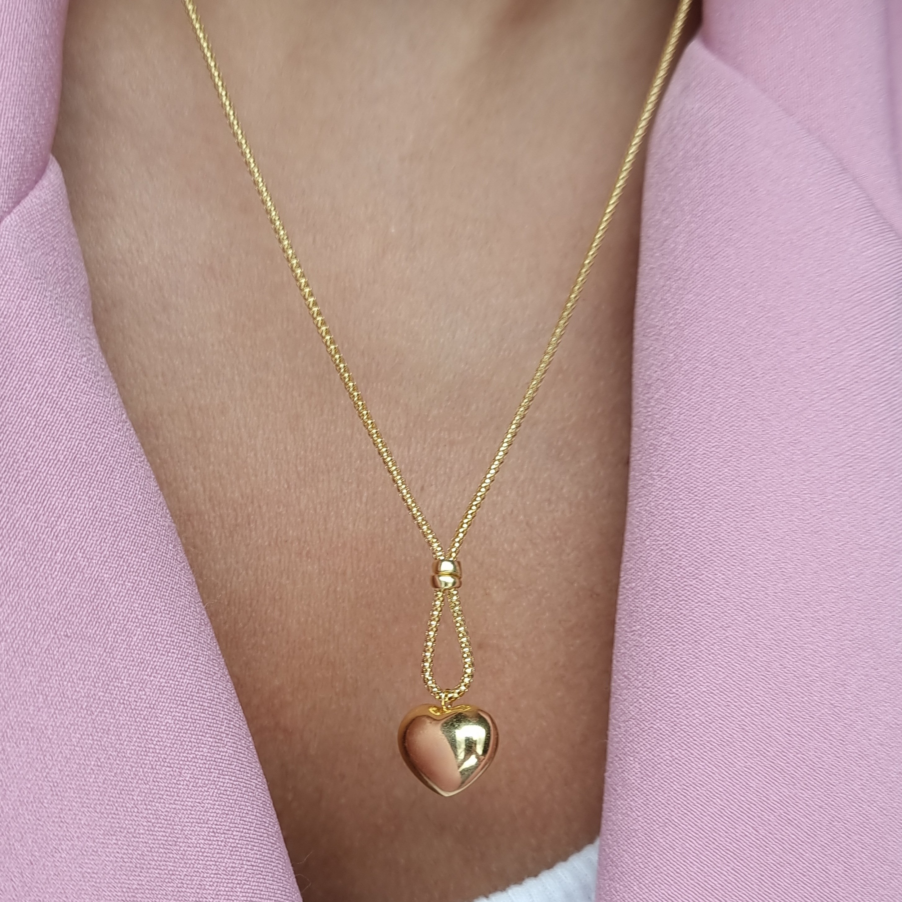 18K Pure Gold Heart Seed Necklace