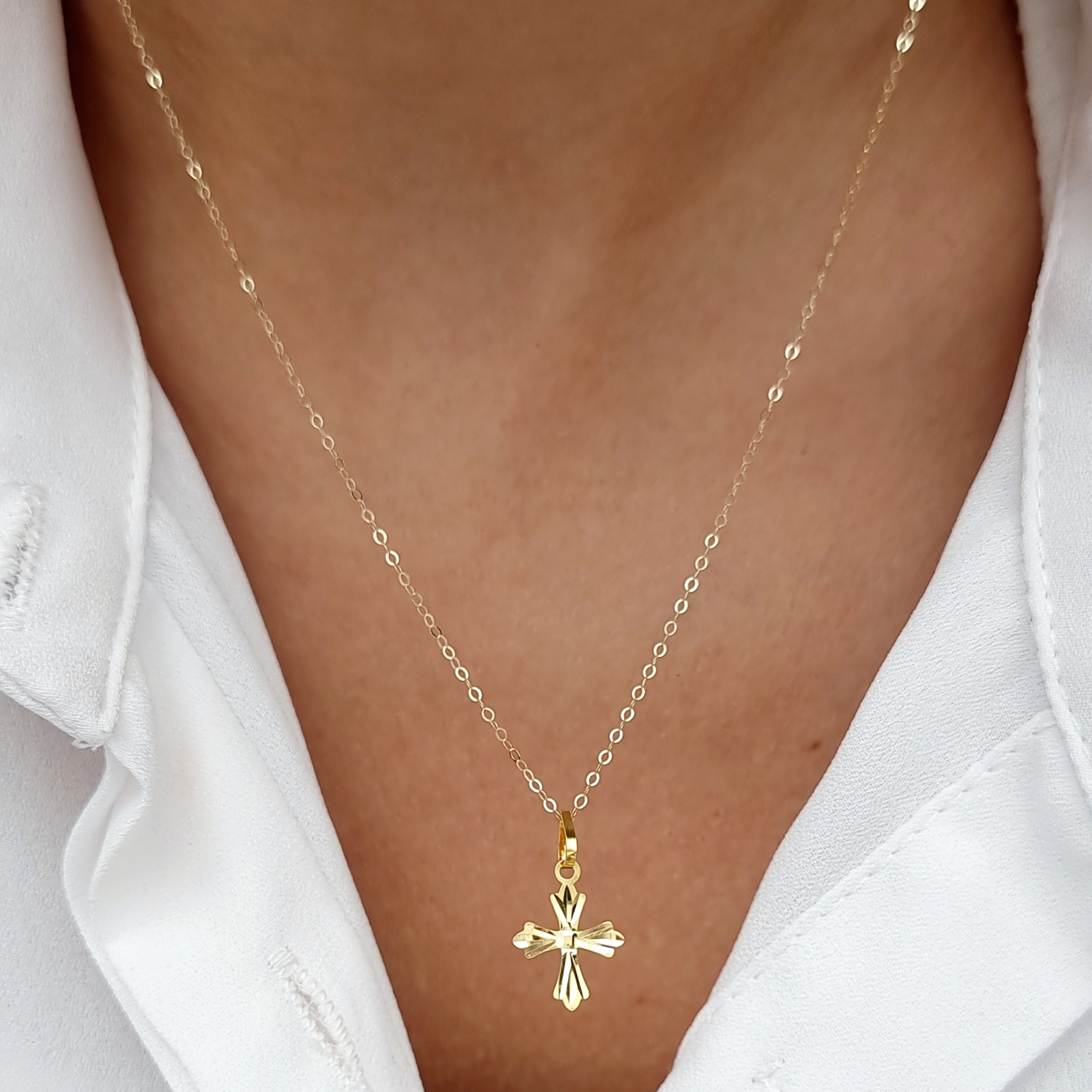 18K Pure Gold Cross Necklace