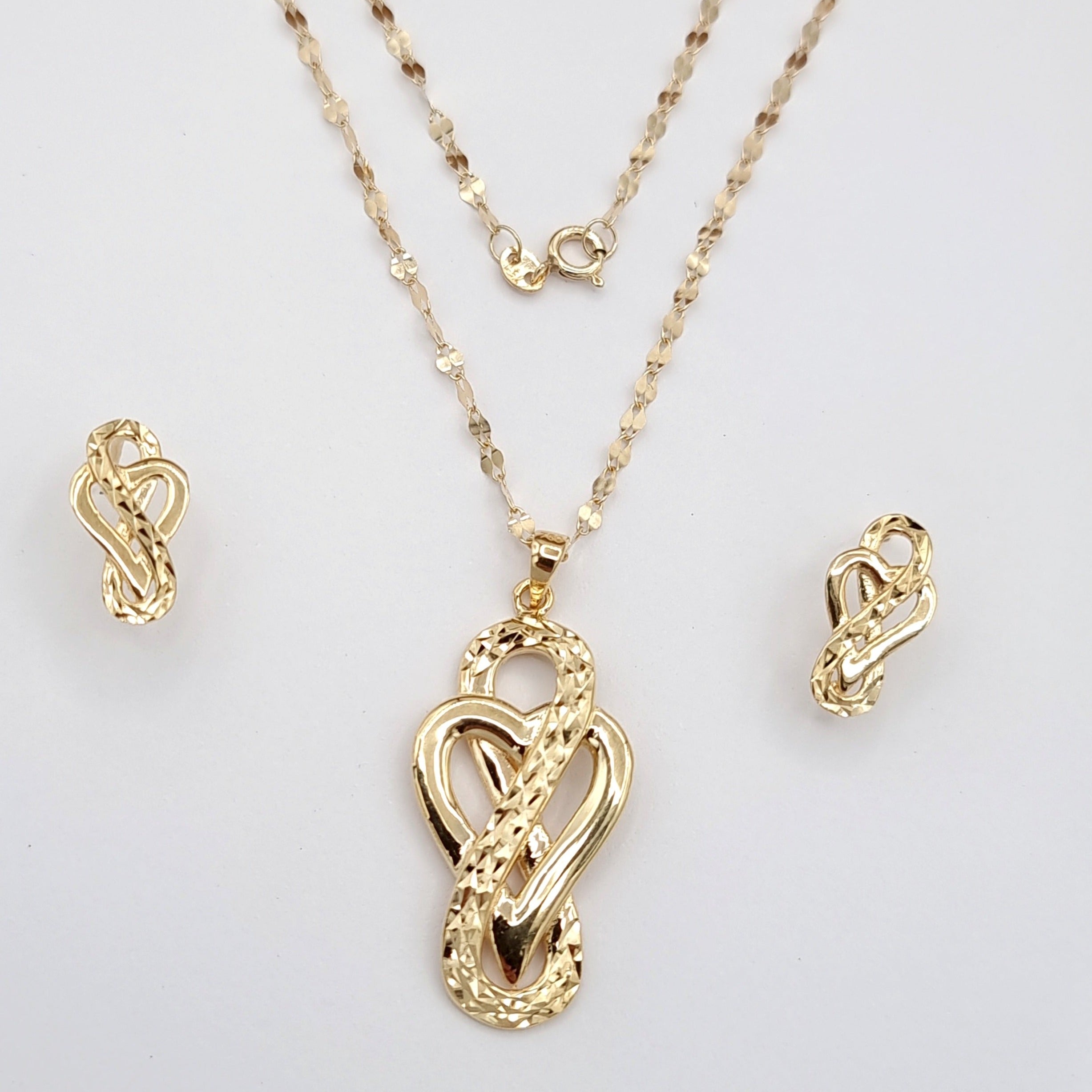 18K Pure Gold Infinity Heart Jewelry Set