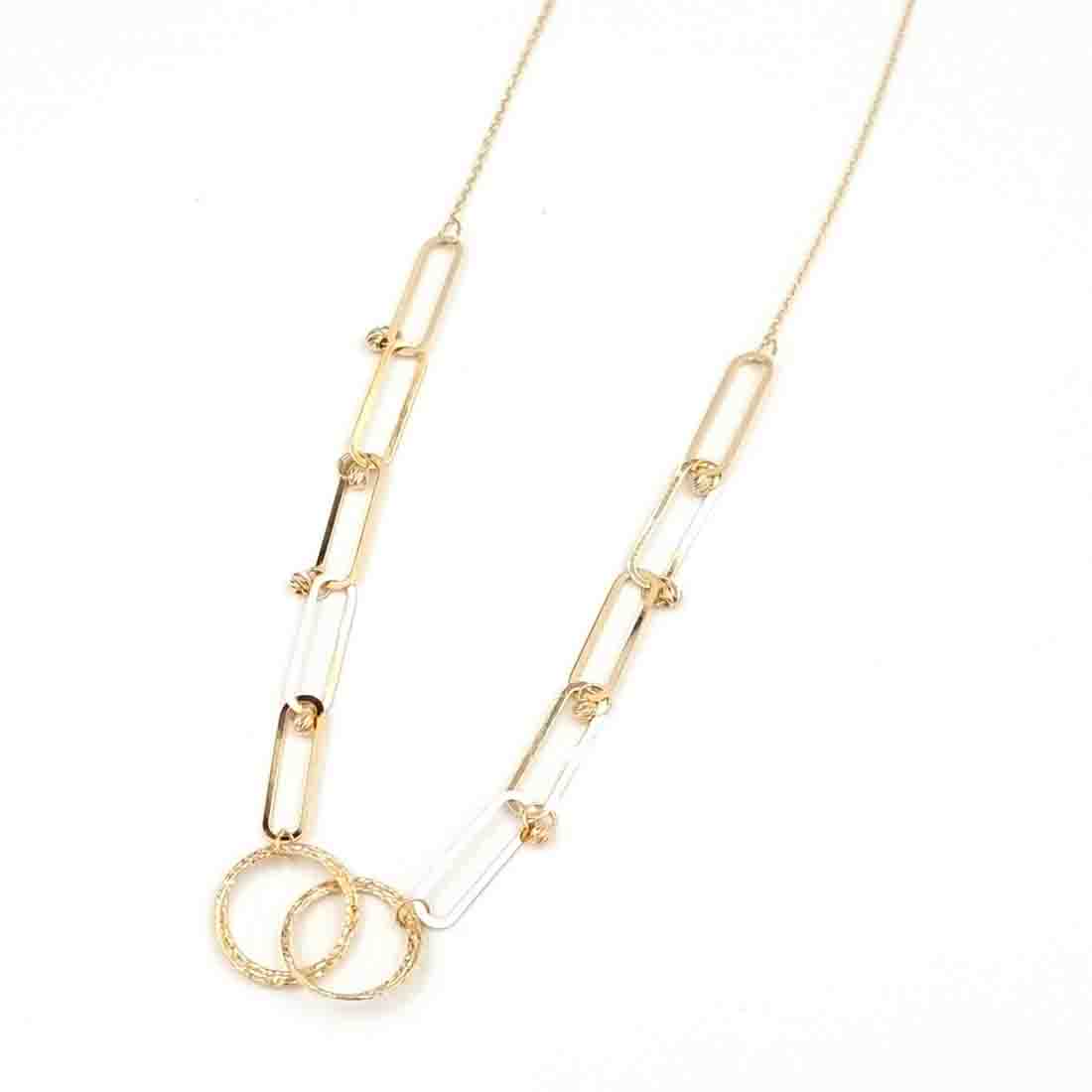 18K Pure Gold Circle Linked Chain Necklace