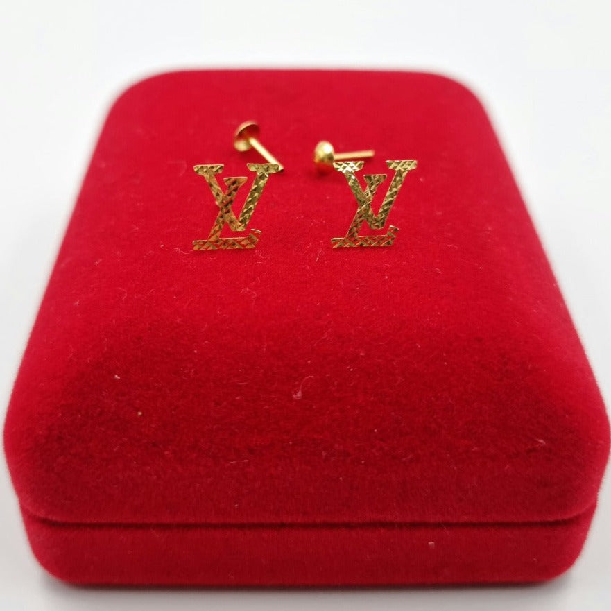 18K Pure Solid Gold Earrings