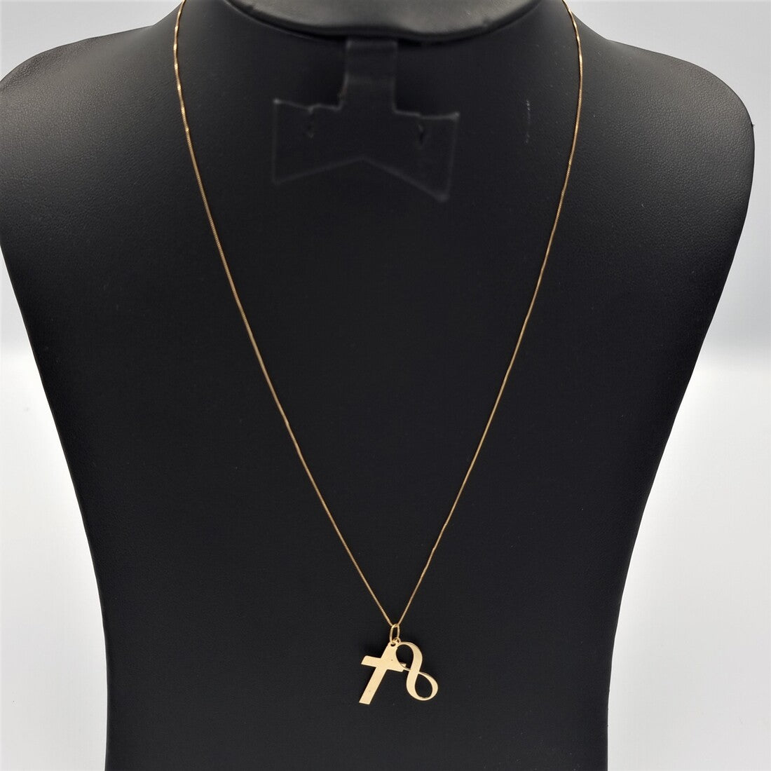 18K Pure Gold Infinity Cross Necklace